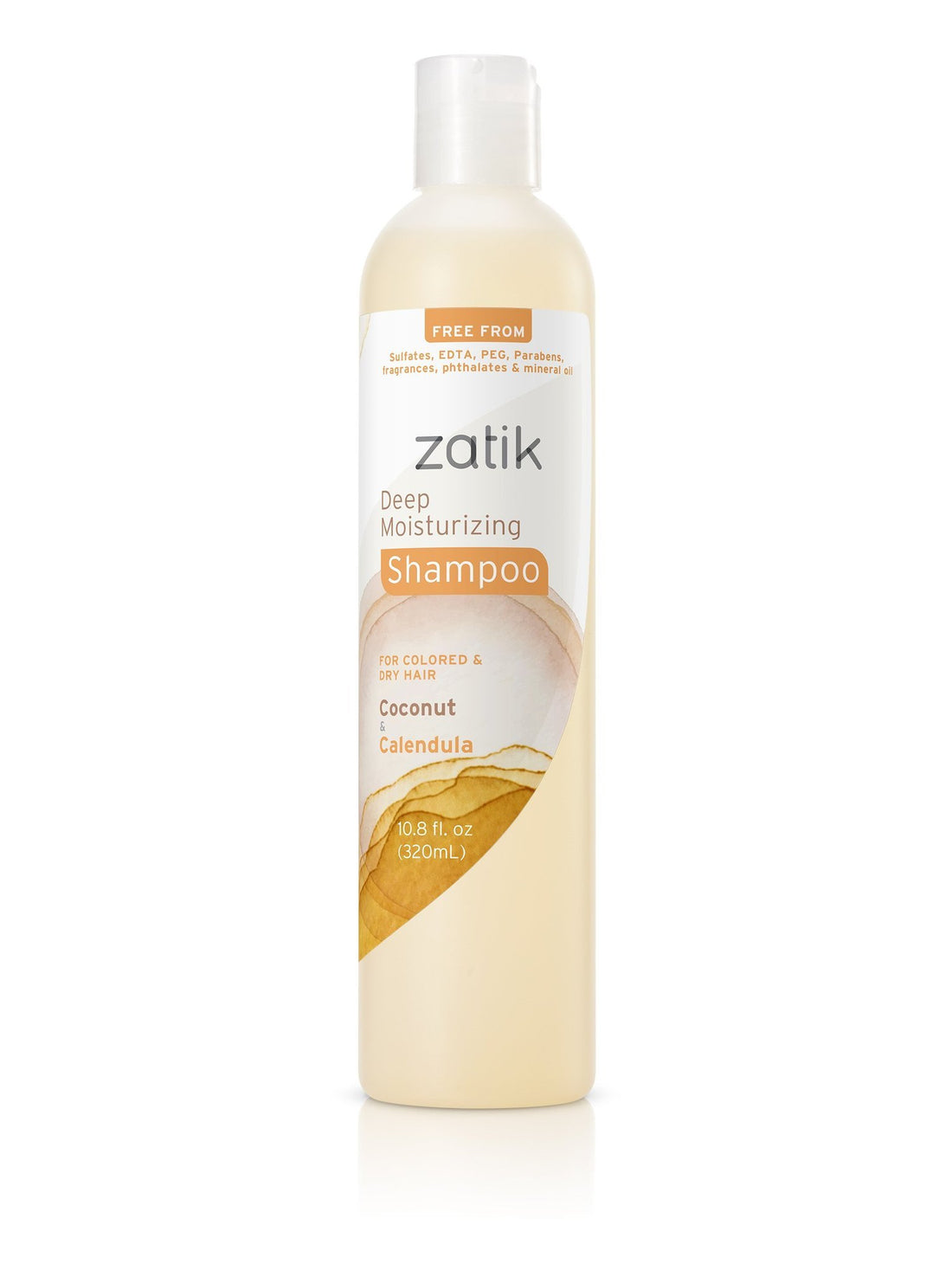 Zatik Naturals - Coconut and Calendula Deep Moisturizing Shampoo Vegan Bio-degradable pH balanced (10.8 fl oz 320 ml) for Colored and Dry Hair Free From Sulfates, phthalates & mineral oil