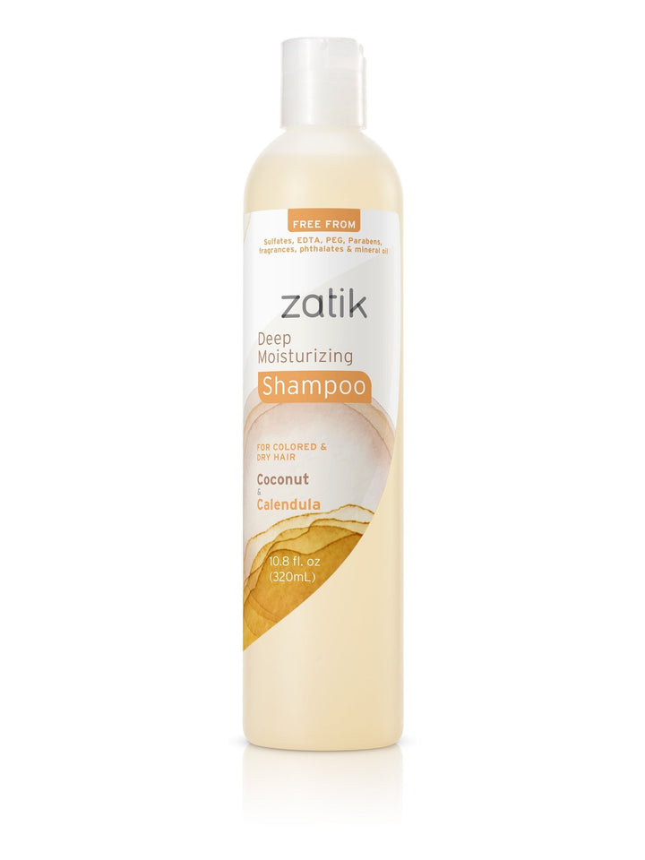 Zatik Naturals - Coconut and Calendula Deep Moisturizing Shampoo Vegan Bio-degradable pH balanced (10.8 fl oz 320 ml) for Colored and Dry Hair Free From Sulfates, phthalates & mineral oil