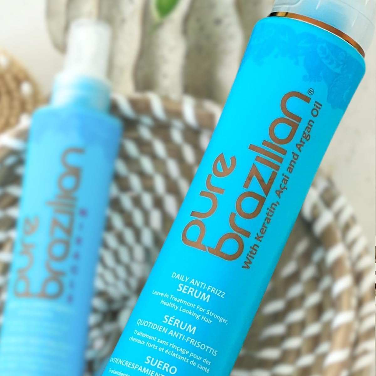 Pure Brazilian Anti-Frizz Daily Leave-In Serum, Strengthening Hair Treatment, Fortifies & Protects Hair From Heat & UVA/UVB, Pack of 2, 13.5 Ounce (400 Milliliter)