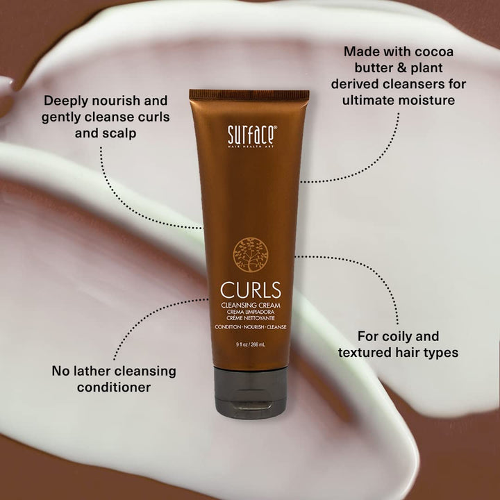 SURFACE Hair - Curls Cleansing Cream – Defines, Adds Shine, and Provides Frizz Free Style Longevity - 6 fl oz