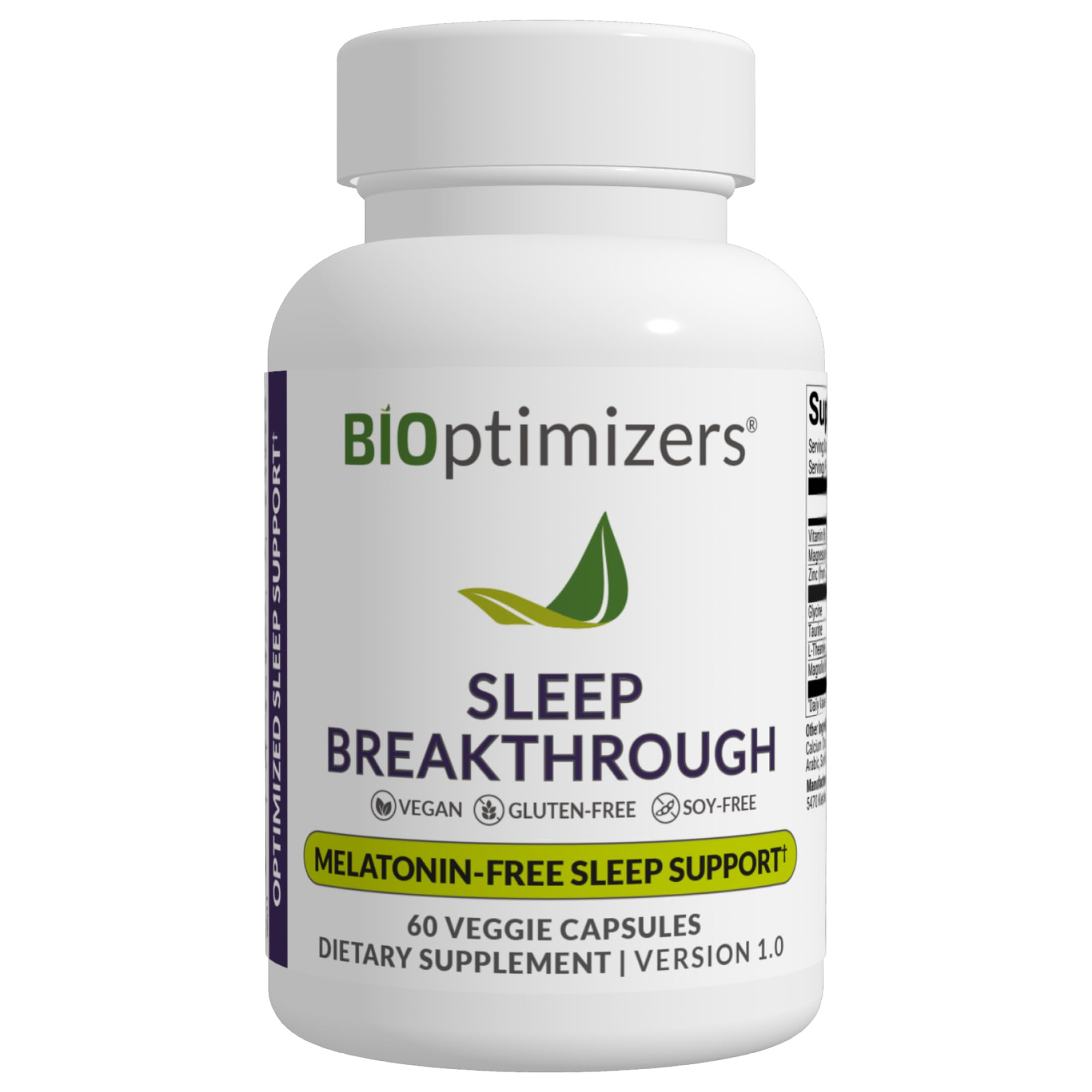 BiOptimizers Sleep Breakthrough Capsules - Natural Support Supplement | Calming Relief Aid for Adults | Non-Habit Forming | 60 Capsules