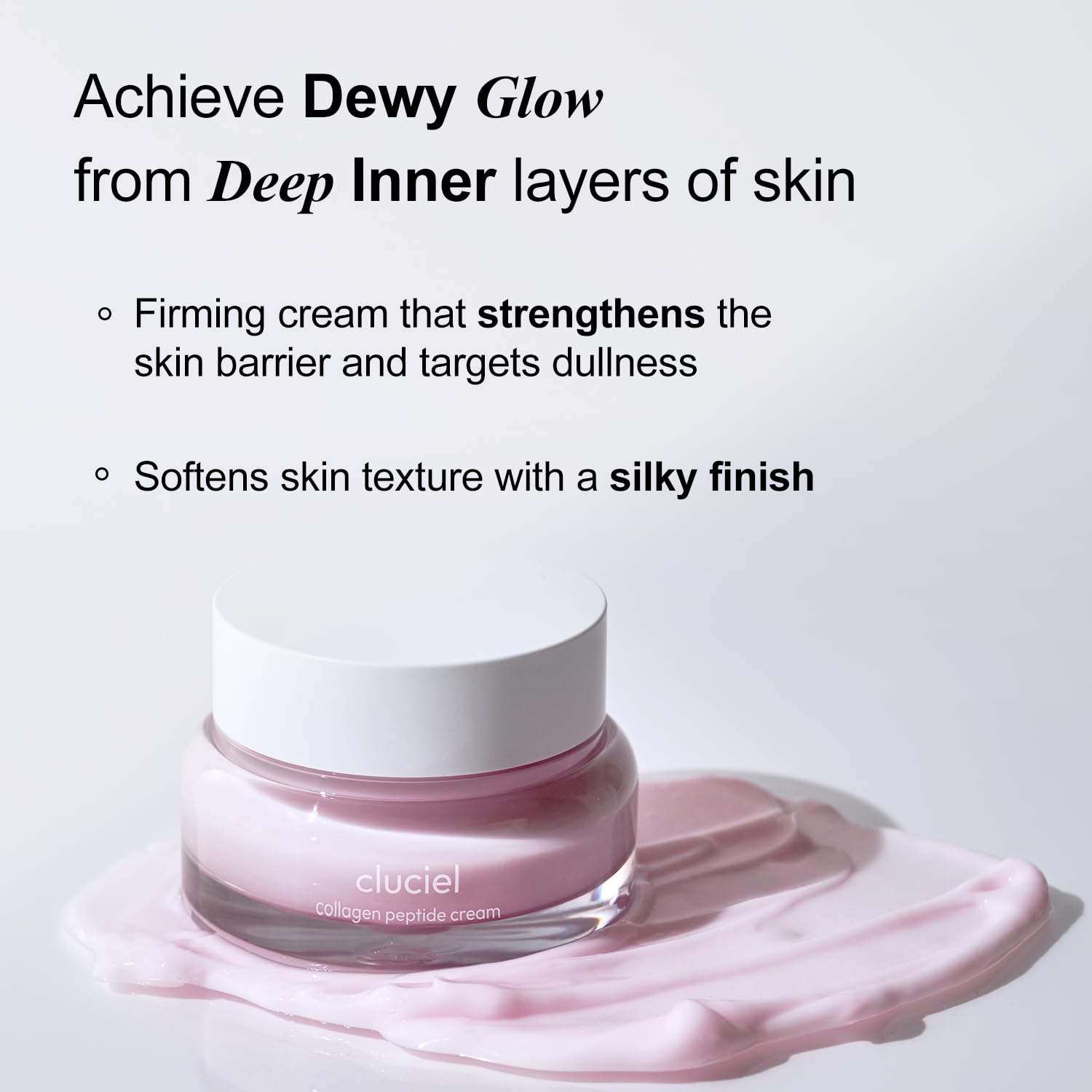 cluciel Collagen Peptide Cream I Face Moisturizer with Collagen, 7 Peptides, Vitamin B12, Targets Dullness, Boost Elasticity, Vegan, Cruelty-Free, Korean Glass Skin (50ml / 1.69 fl.oz)