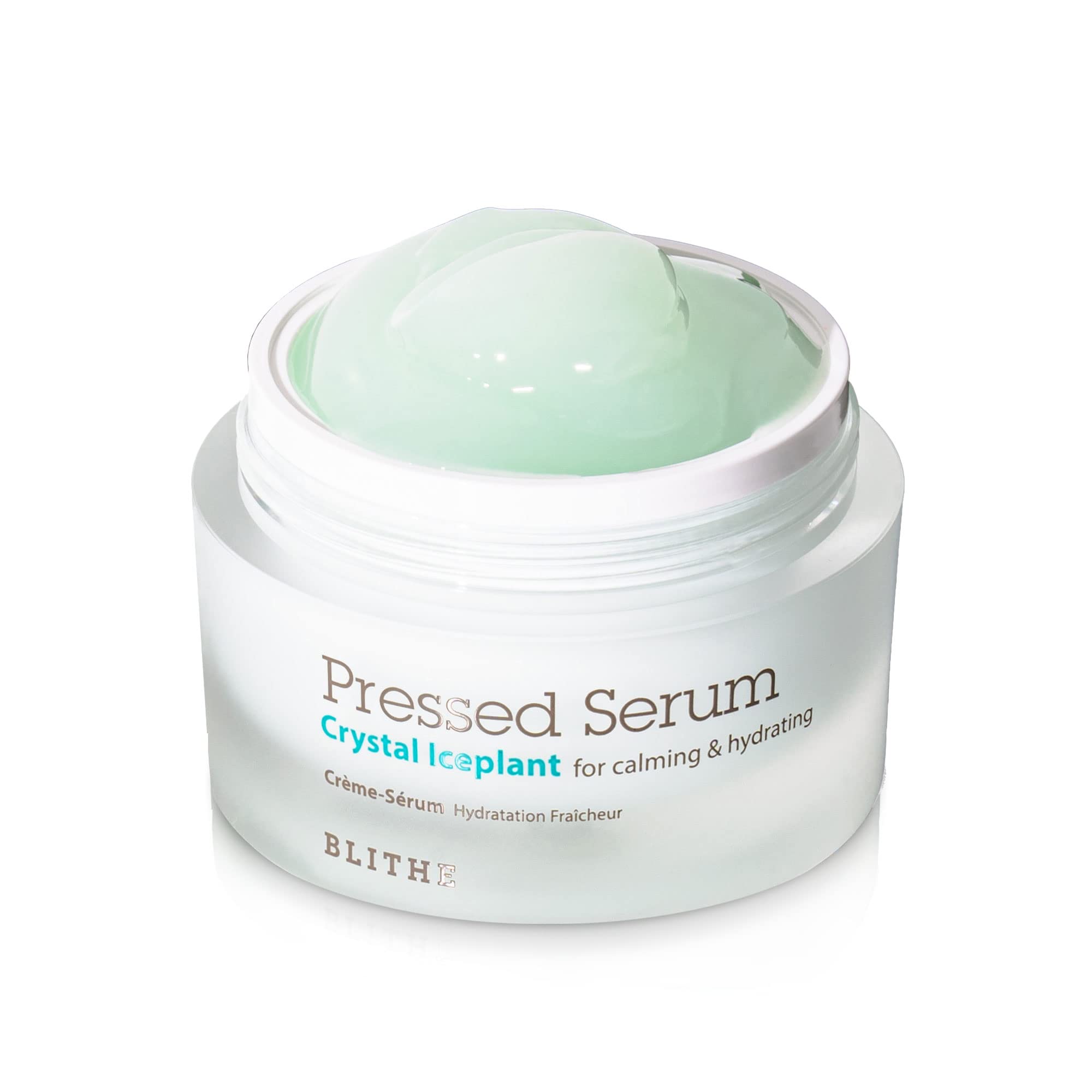 Blithe Pressed Serum Crystal Iceplant Cooling Eucalyptus Cream - Water Gel Face Moisturizer for Combination Skin with Mistletoe Evening Primrose, Korean Clean Beauty Calming & Hydrating 1.68 Fl Oz