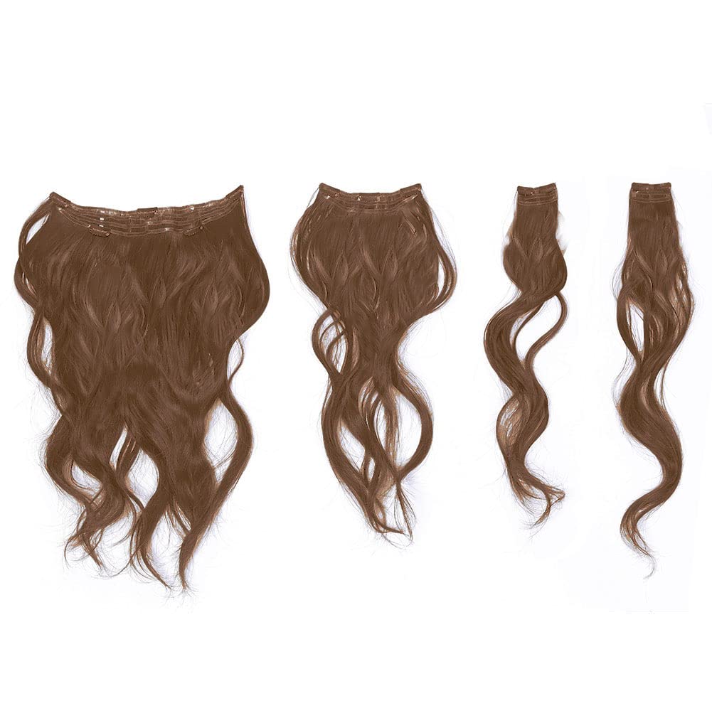 22 Wavy Fineline Extensions Color R830 GINGER BROWN - Hairdo Hairpieces 4 Piece Kit Clip In Tru2Life Heat Friendly Synthetic Fine Hair Flat Iron Curl Blow Dry