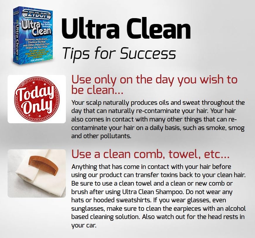 Zydot Ultra Clean Hair Detox Shampoo & Conditioner Kit, Removes Medications, Chemical Buildup & Impurities, Deep Cleansing Shampoo with Purifier & Conditioner for Hair Shaft Detox