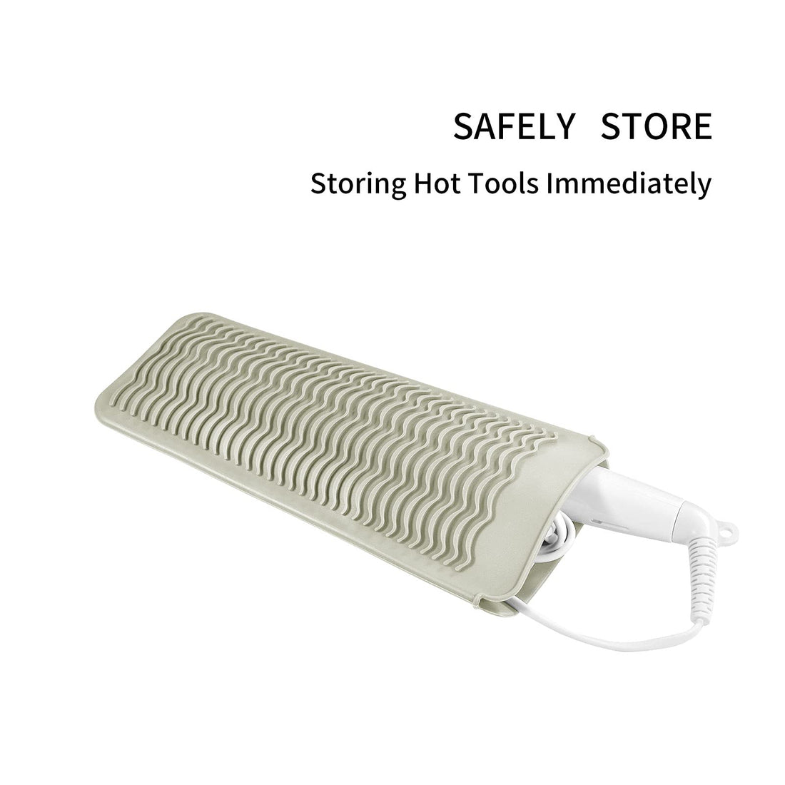 EIOKIT Silicone Heat Resistant Travel Mat Pouch for Hair Straightener,Crimping Iron,Hair Curling Iron,Hair Curling Wand,Flat Iron,Hair Waving Iron and Hair Styling Tools (1 Pack, Beige)