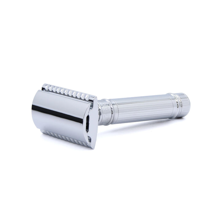 Edwin Jagger Double Edge Safety Razor with Lined Chrome Plated Handle