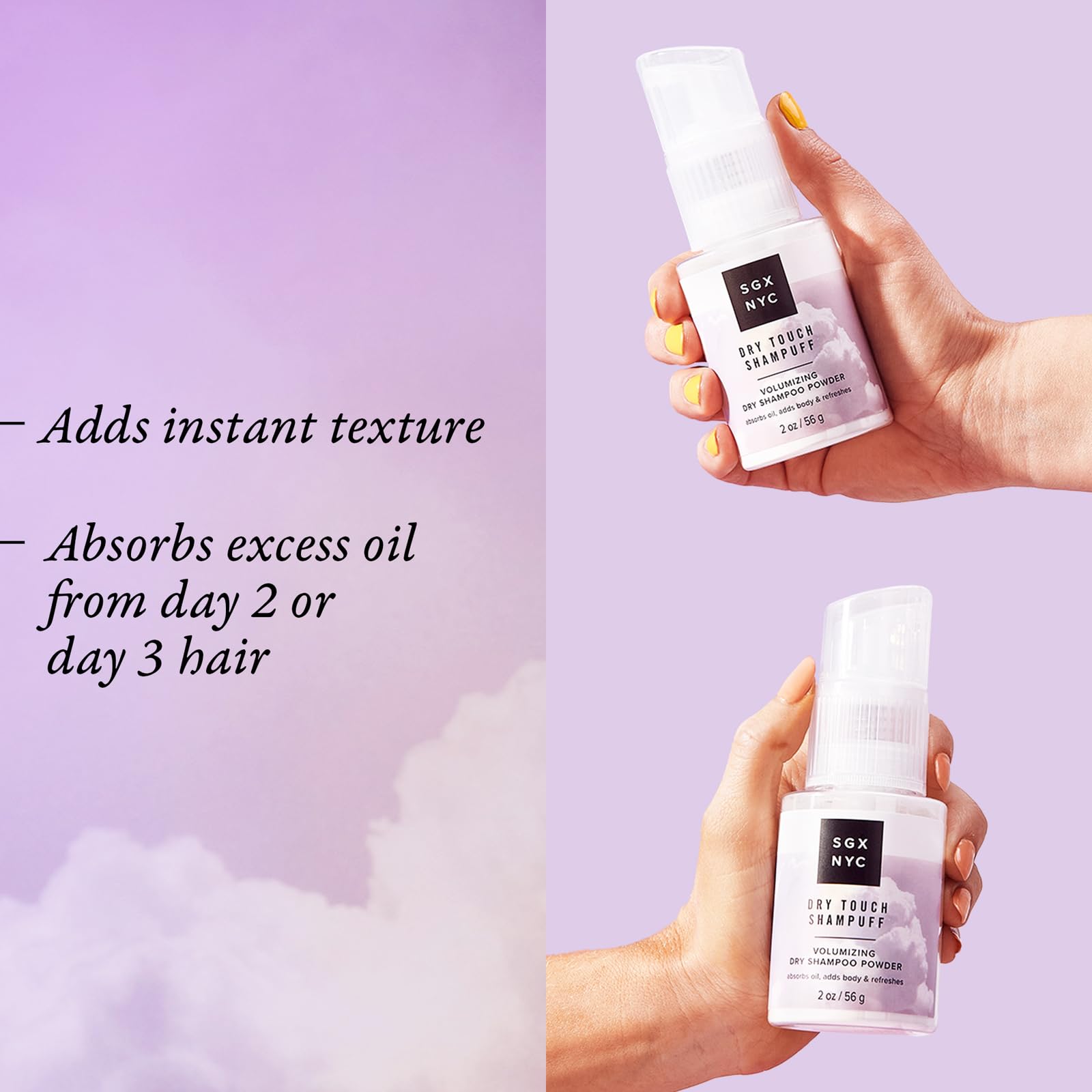 High Ridge SGX NYC Dry Touch Shampuff - Volumizing Dry Shampoo Powder That Absorbs Excess Oil - Non Aerosol Dry Shampoo - Fresh and Bouncy Hair - 2 oz