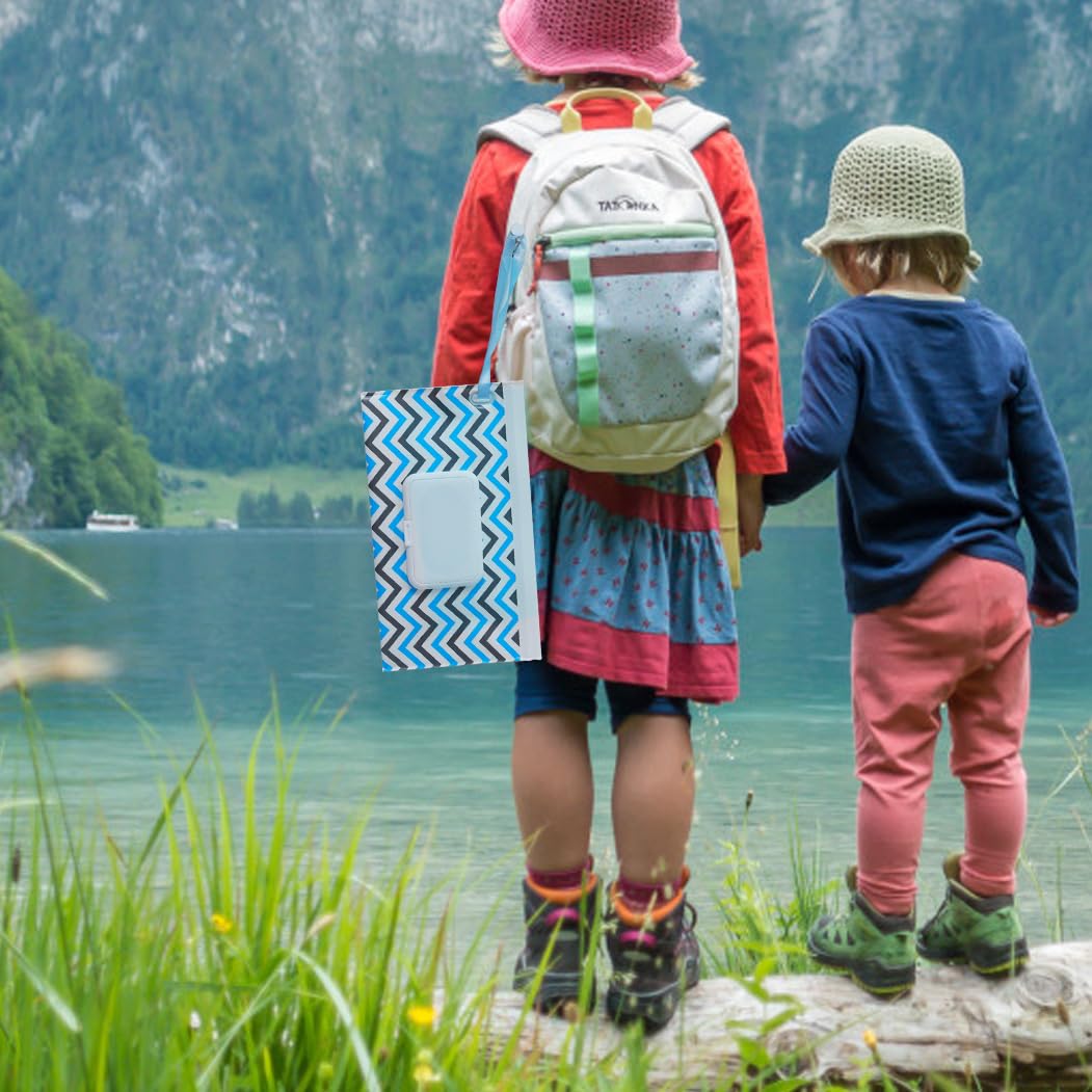 FAREVER Baby Wipe Dispenser, 4 Pack Portable Refillable Wipe Holder, Reusable Lightweight Wipes Container Case Holder for Travel Wet Wipe Pouch,Geometric