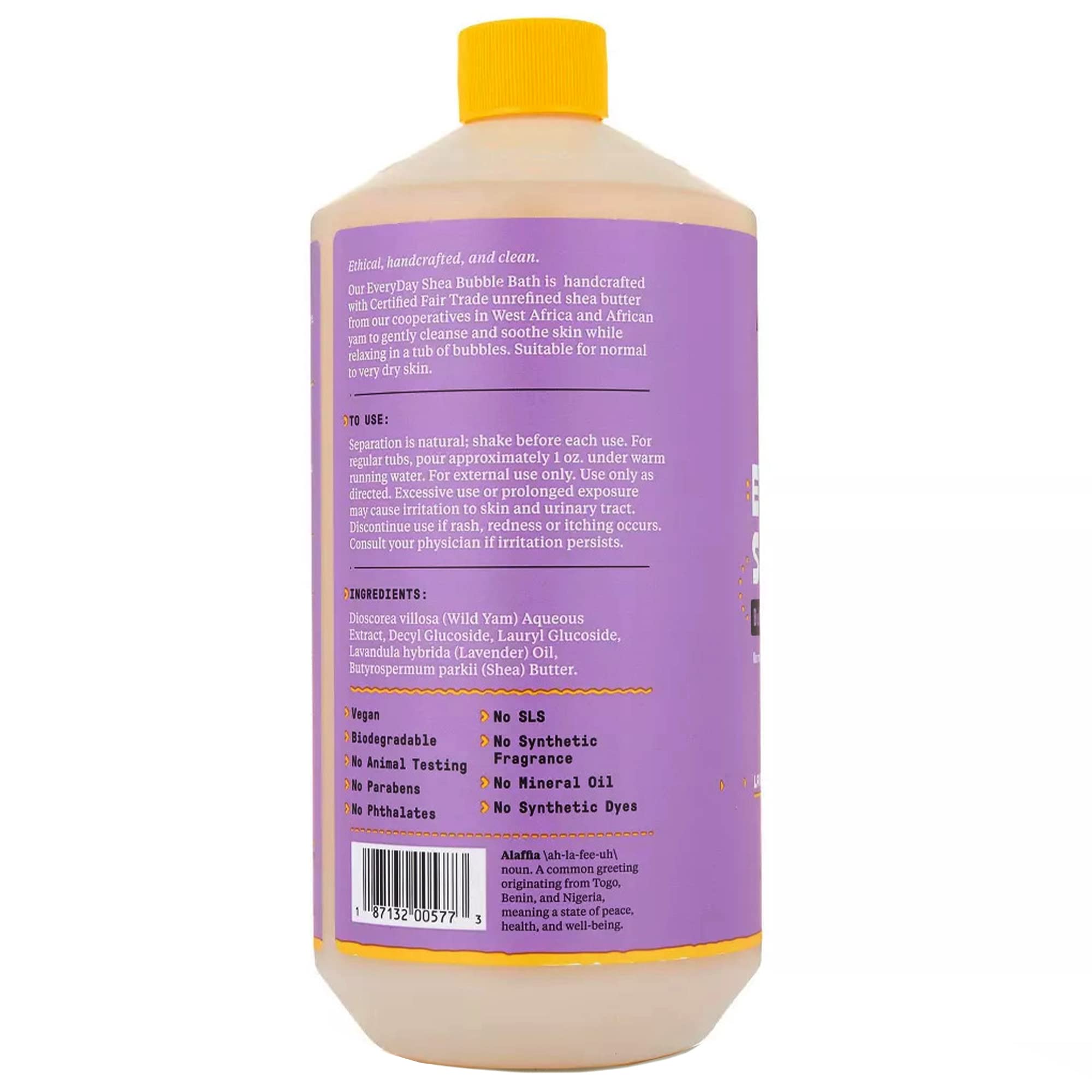 Alaffia Everyday Shea - Moisturizing Shea Butter Bubble Bath Lavender - 32 oz.
