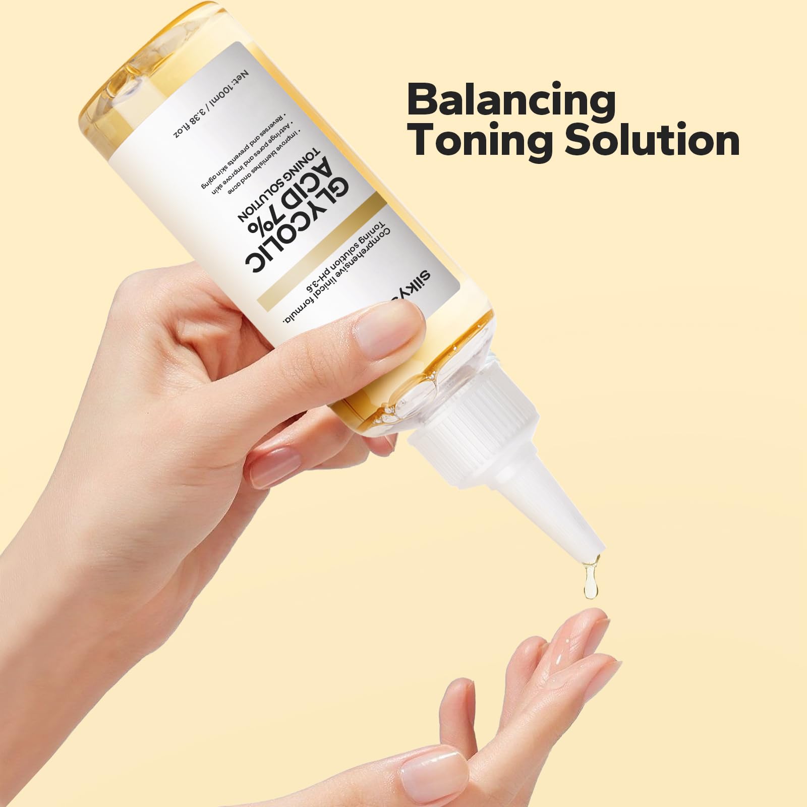 SilkyShark Glycolic Acid 7% Toner (100ml), Gentle Exfoliating Toner, Glycolic Acid 7% Toning Solution for Diminished Dullness, Wrinkle Exfoliating Serum for Face, Hydrates and Reduces Skin Blemishes