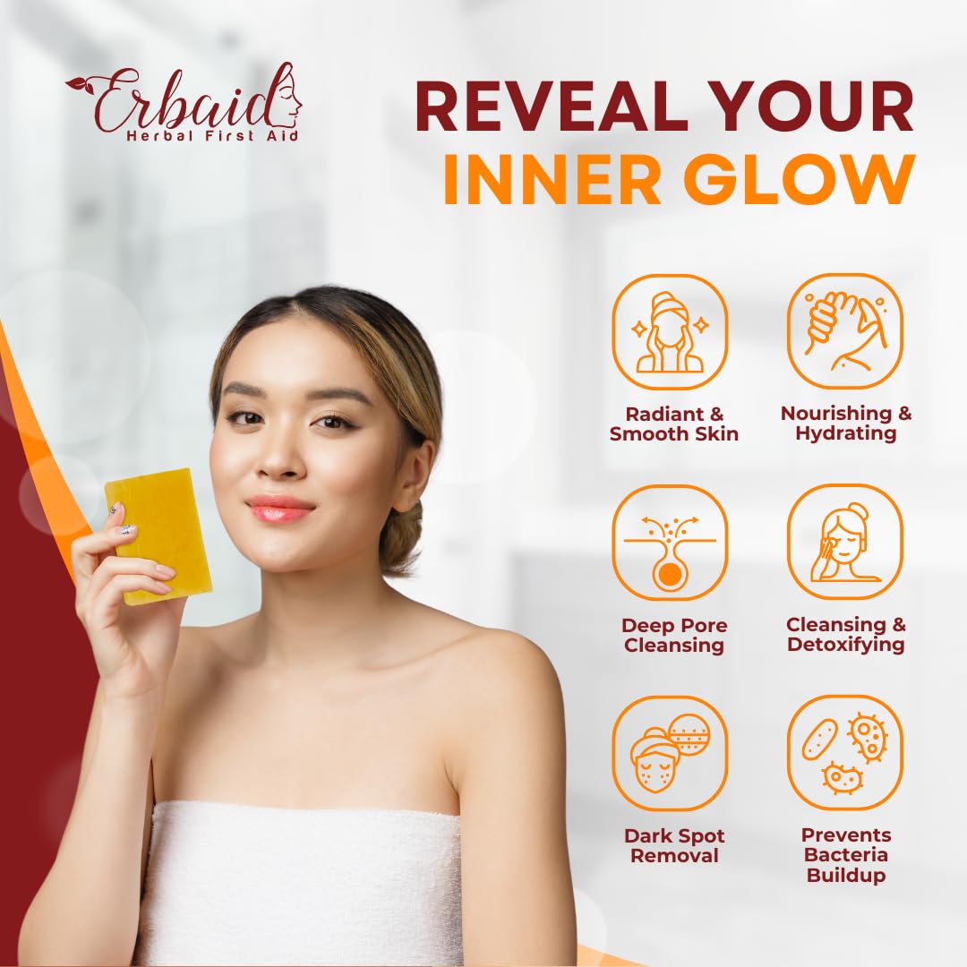 Natural Turmeric Soap Bar for Face & Body – Turmeric Skin Brightening Soap for Dark Spots, Intimate Areas, Underarms – Turmeric Face Wash for Acne – 5oz Turmeric Bar Made in USA