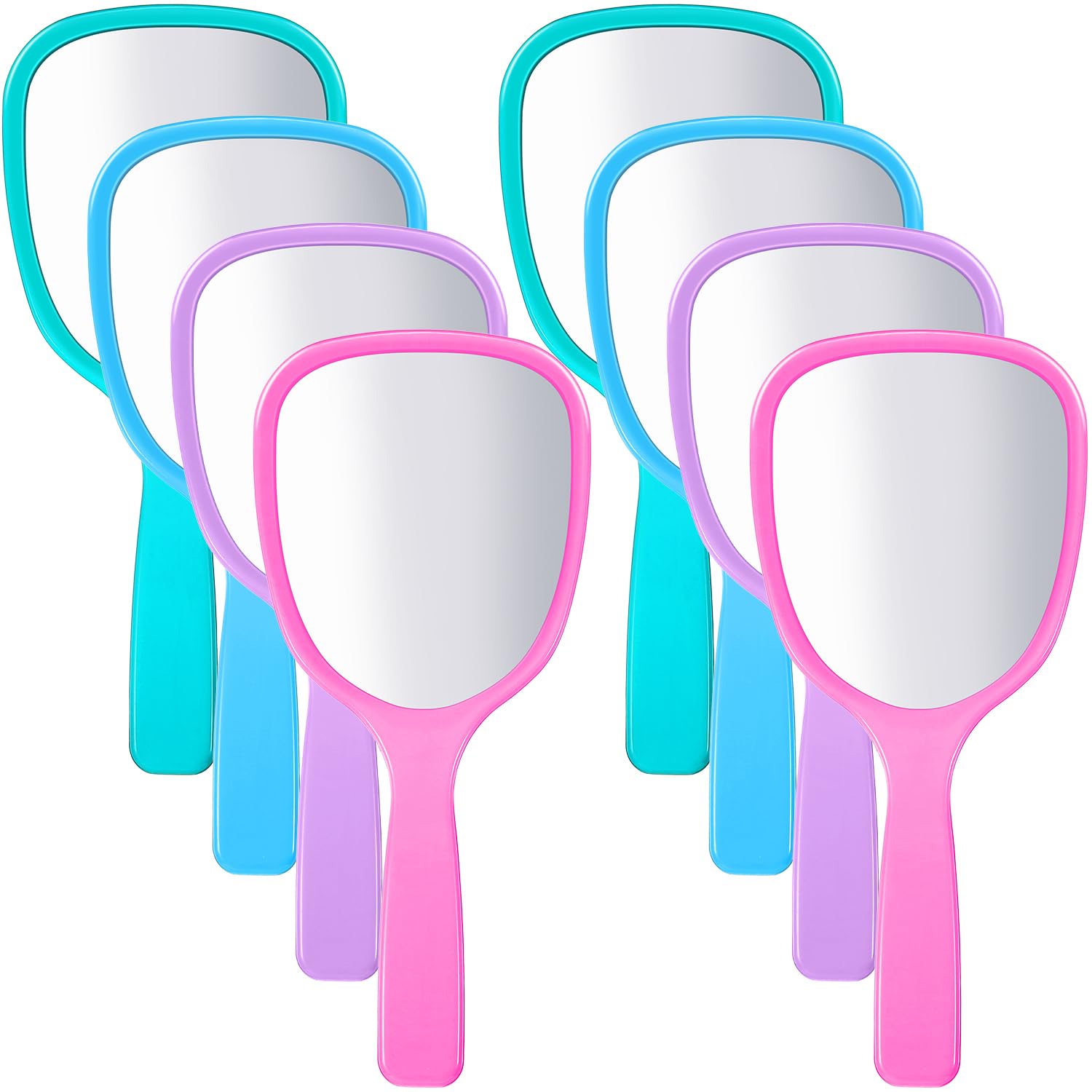 Jetec Small Handheld Hand Mirror Compact Travel Makeup Mirror Handheld Cosmetic Personal Portable Vanity Glass 3.15 * 7.09 inch(Blue, Green, Pink, Purple,8 Pcs)