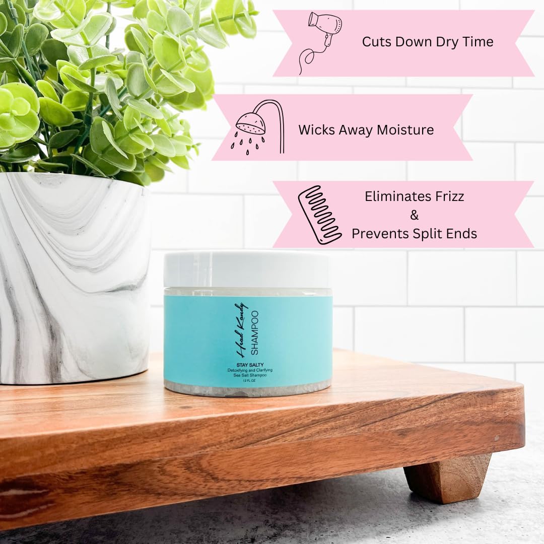 Head Kandy Stay Salty Sea Salt Purifying & Detoxifying Shampoo | Safe for Colored Treated Hair | Seaweed For Hydration, Volume & Shine | 12 oz