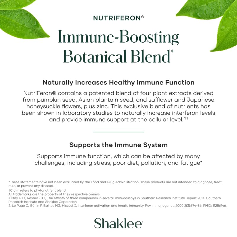 Shaklee - NutriFeron® Immune-Boosting Botanical Blend - Developed by Renowned Immunologist - Promotes Healthy Immune Function with Interferon-Boosting Ingredients - Contains Zinc - 60 Caplets