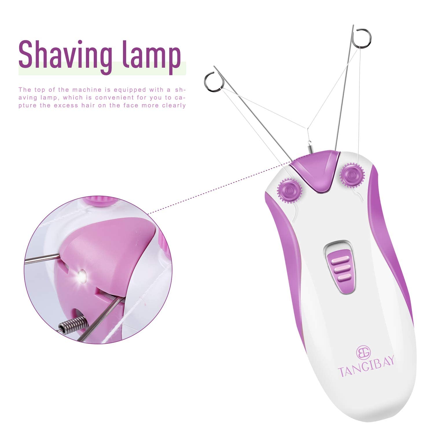 TANGIBAY Facial Threading Hair Removal and Cotton Thread Face Epilator for Women and Ladies, Electric Cordless and Rechargeable (Rose Purple)