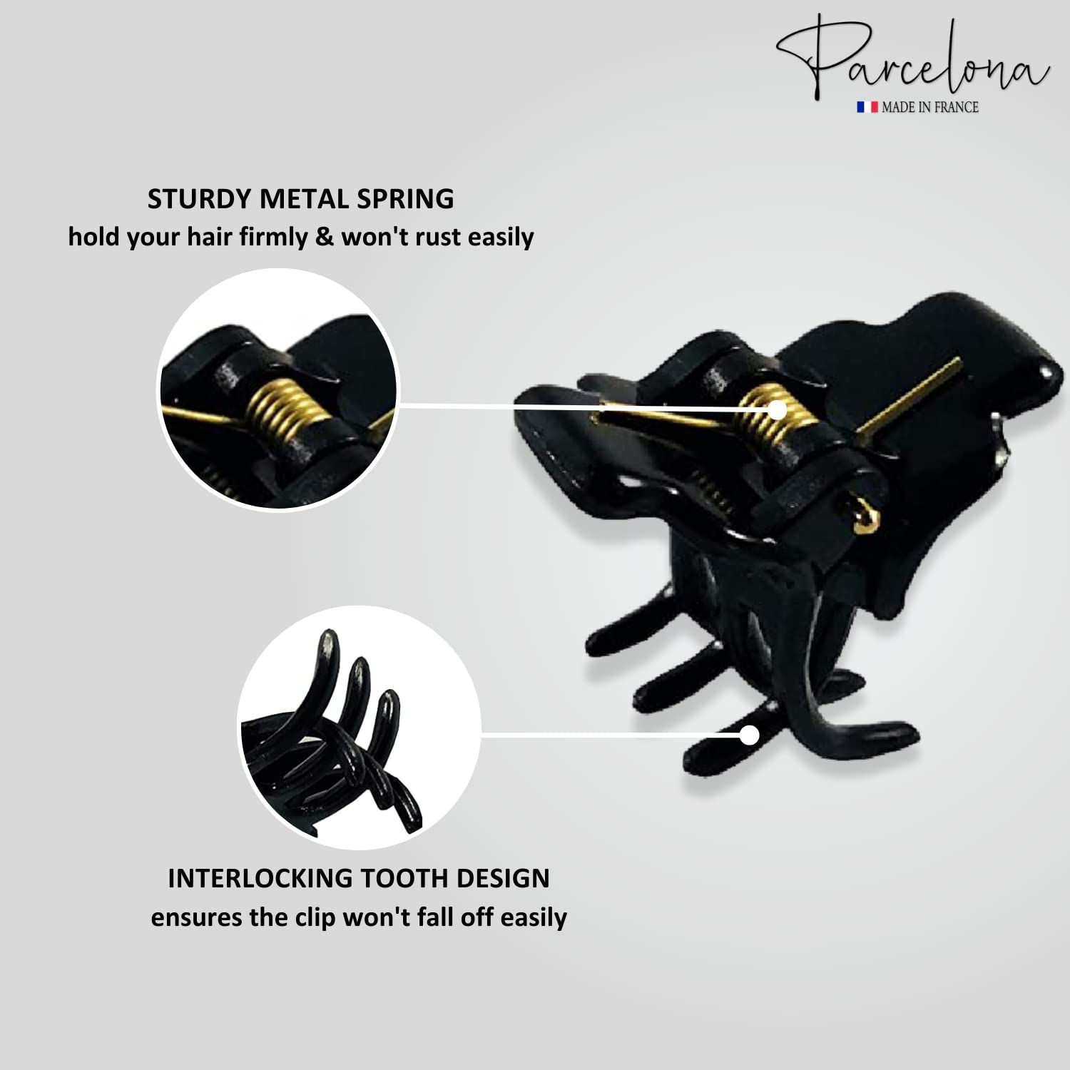 Parcelona French Pinch Mini Tortoise Brown Black Clear Celluloid Acetate Jaw Hair Claw Clip