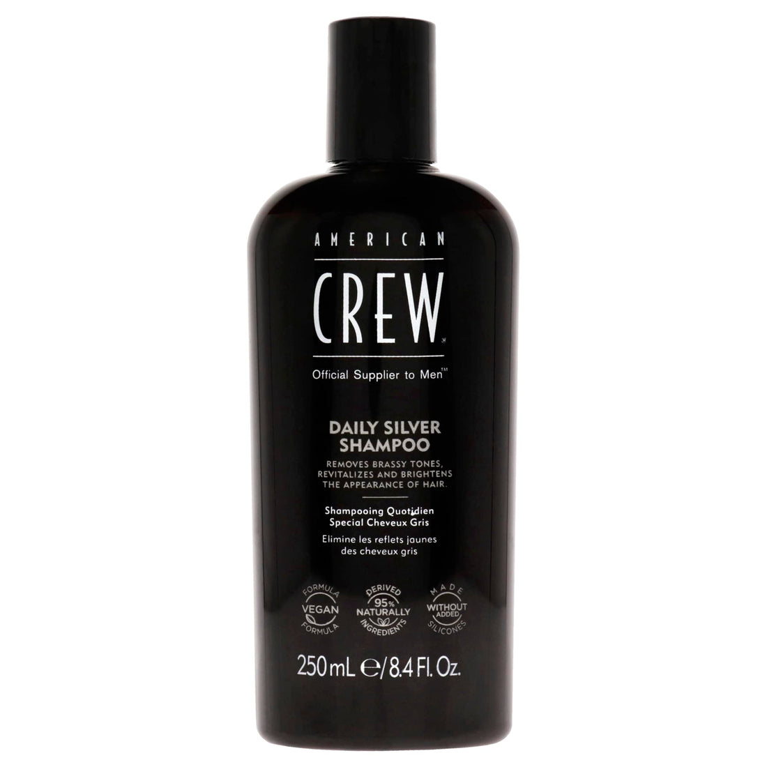 American Crew Men's Shampoo, Daily Silver, Removes Brassy Tones, Naturally Derived, Vegan Formula, 8.4 Fl Oz