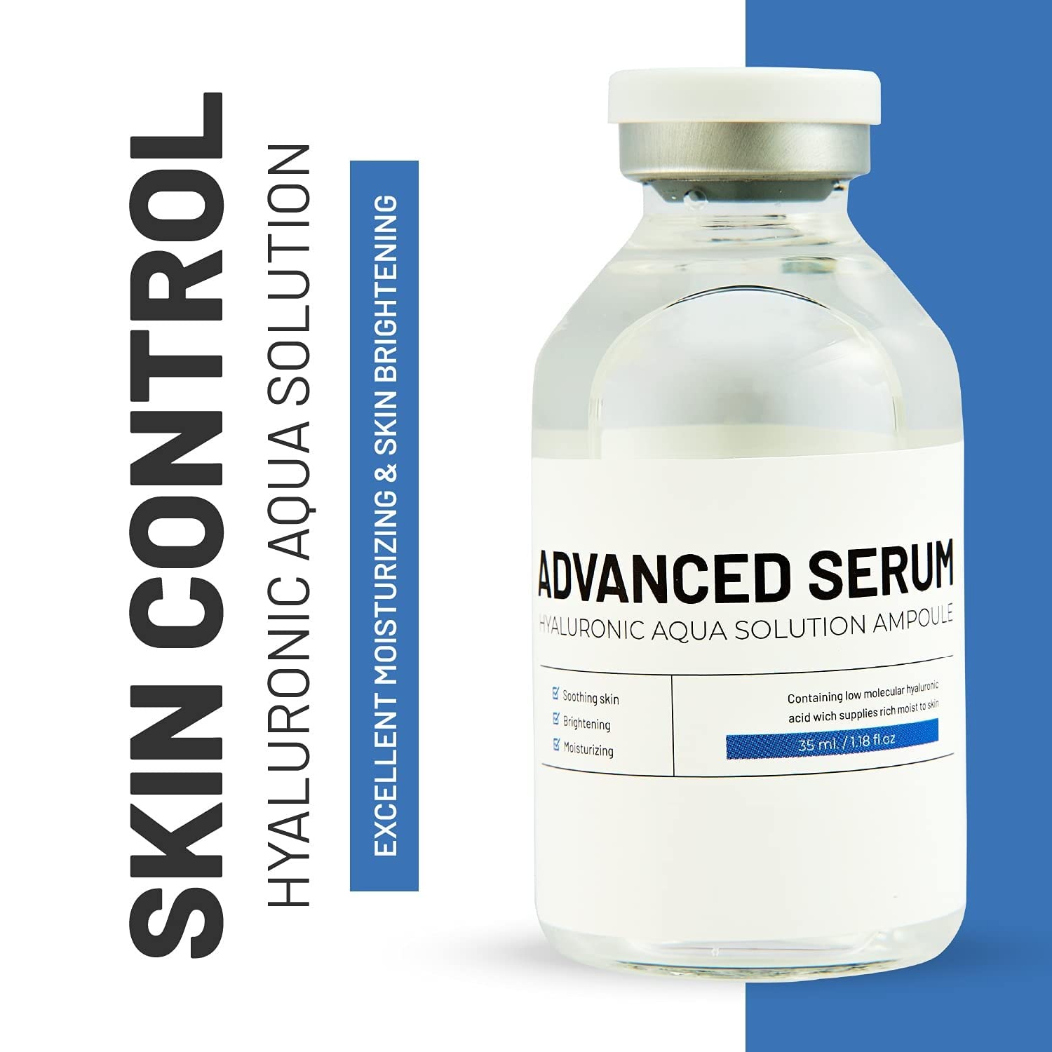 BRÜUN HY - Control Hyaluronic Aqua Solution Ampoule - A Korean Serum Booster for Face to Use as a Skin Care Serum 1.18 fl.oz