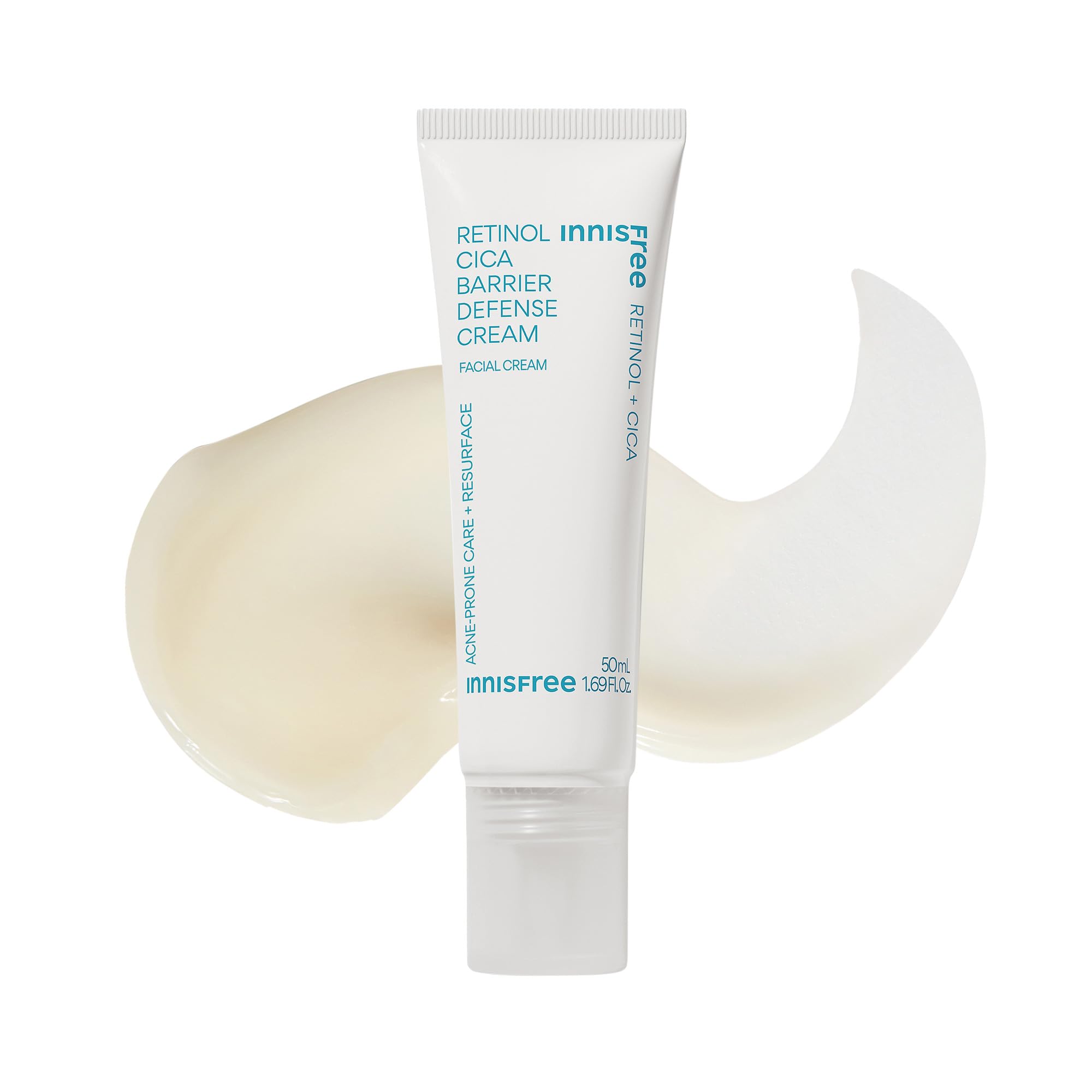 innisfree Retinol Cica Barrier Defense Cream, Calming Korean Face Cream with Cica for Acne Prone Skin