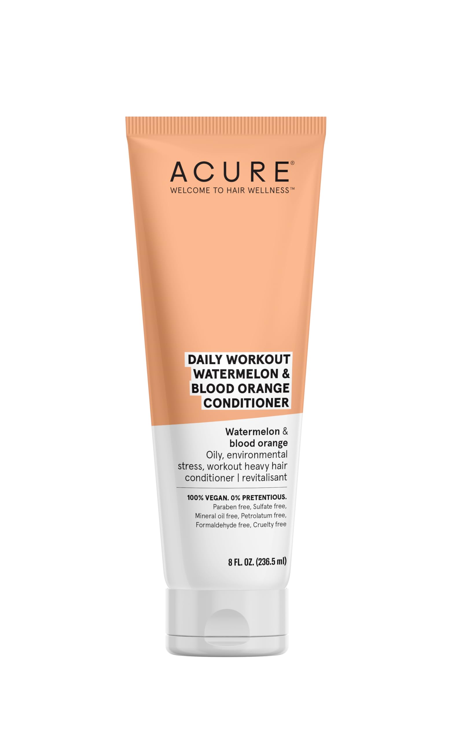 ACURE Daily Workout Watermelon Conditioner | 100% Vegan | For Oily, Environmental Stressed, Workout Heavy Hair | Watermelon & Blood Orange - Gentle Everyday Formula | 8 Fl Oz