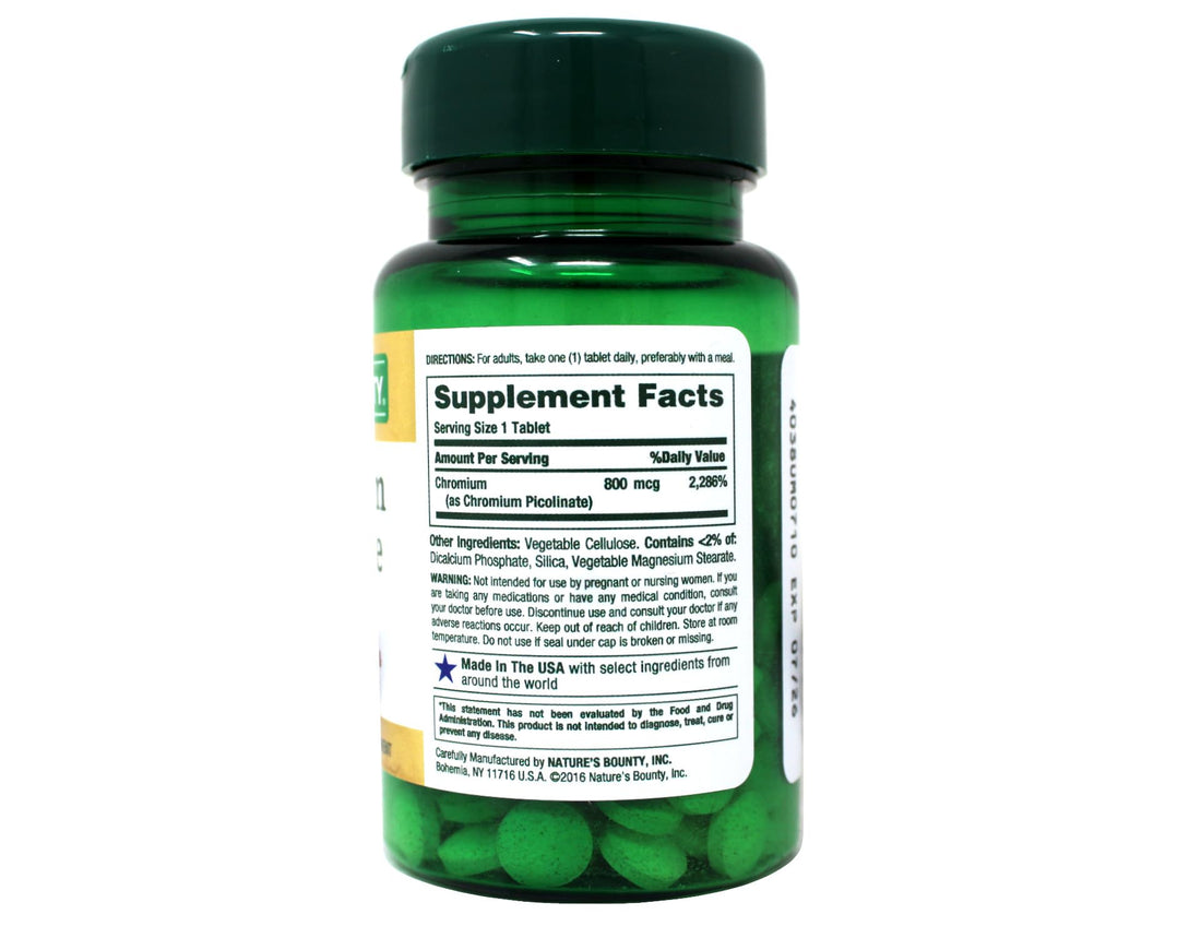 Nature's Bounty Mega Chromium Picolinate 800 mcg tablets 50 ea (Pack of 5)