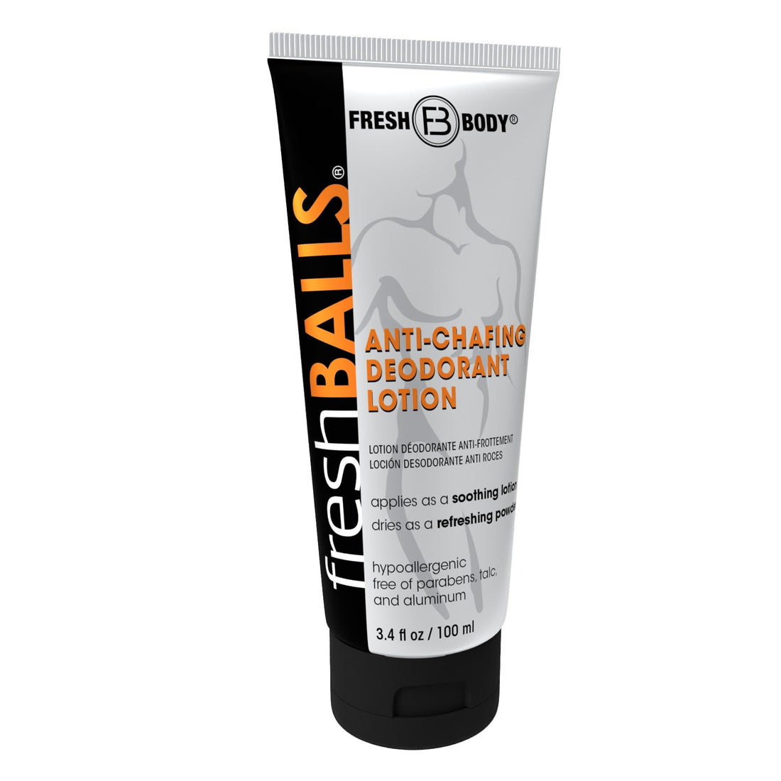 Fresh BALLS Lotion - Men's Anti-Chafing Soothing Cream to Powder - Ball Deodorant and Hygiene for Groin Area - The Original Anti Chafe Cream for Men, 3.4 fl oz