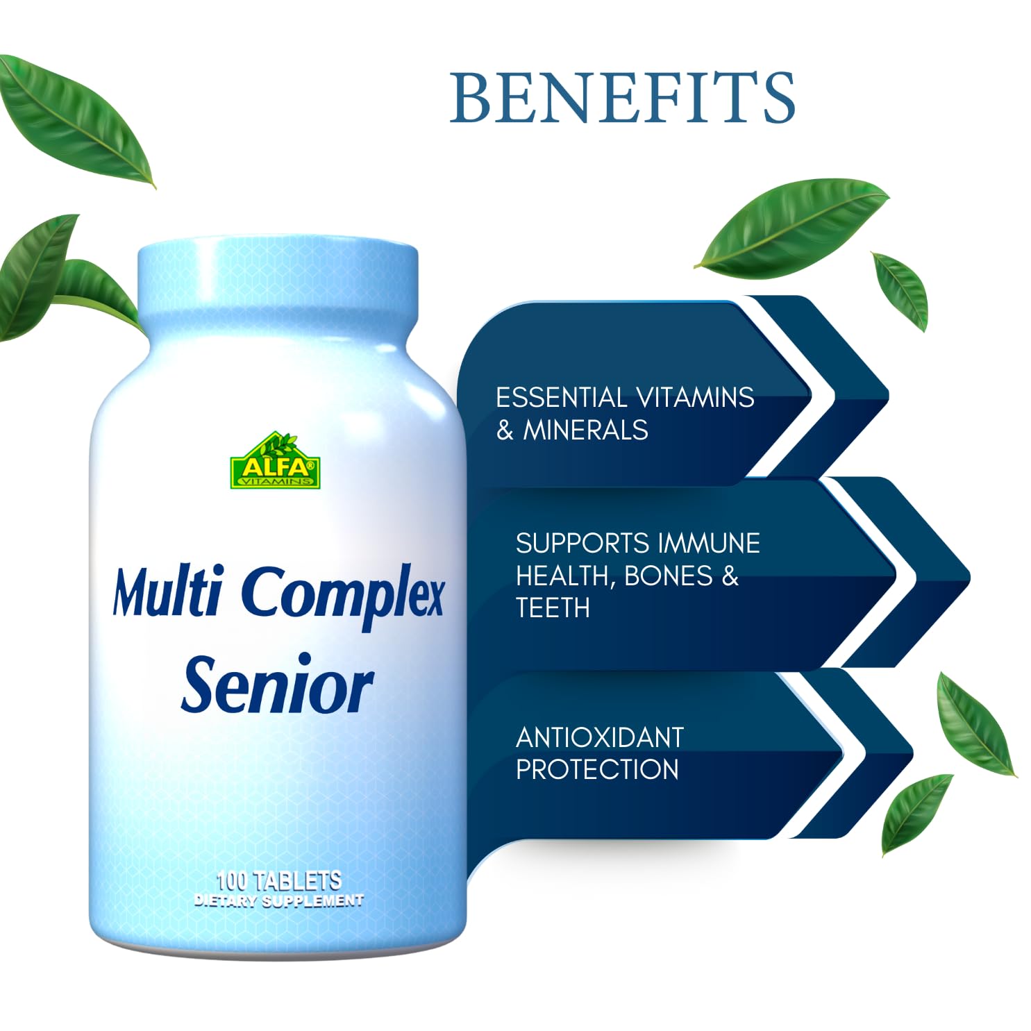 Multi Complex Senior - Nutritional Vitamins & Minerals for People Over 50 - Supports Cellular Energy Production and Every Day Health- 100 Tablets