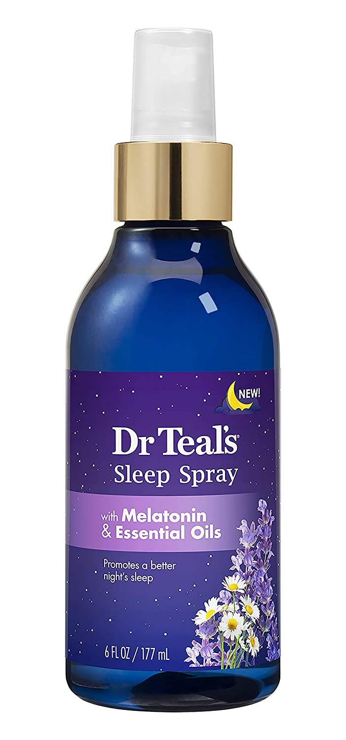 Dr Teals Melatonin Sleep Bath Gift Set (Foaming Bath (34 oz), Body Lotion (8 oz), & Sleep Spray (6oz) - Stress Relief Lavender & Melatonin Promotes Better Sleep - At Home Spa Kit - Relax Before Bed