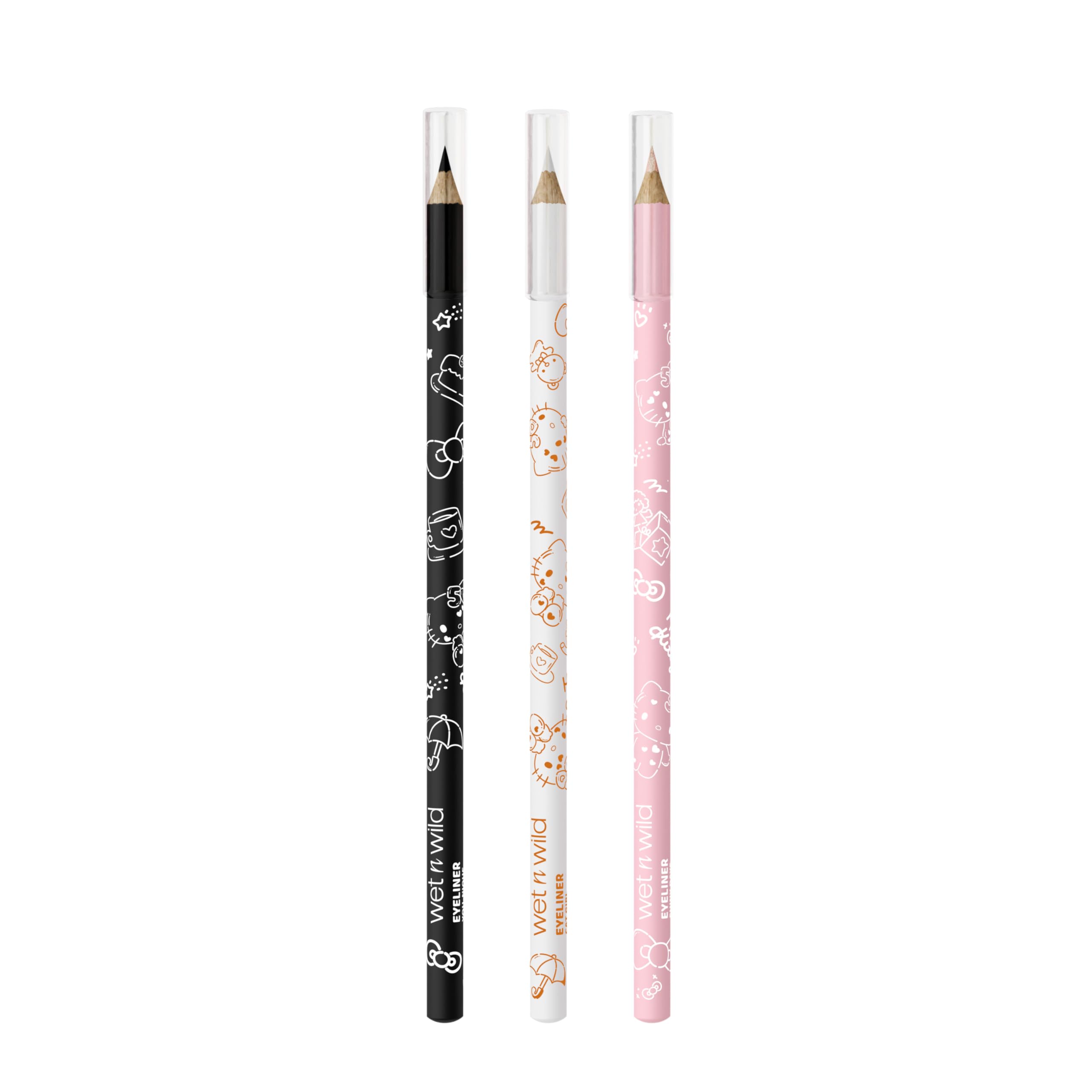 wet n wild Hello Kitty 3-Piece Eyeliner Pencil Set, Multi-Functional Smooth Creamy Versatile Application, Long-Wearing Finish, Cruelty-Free & Vegan