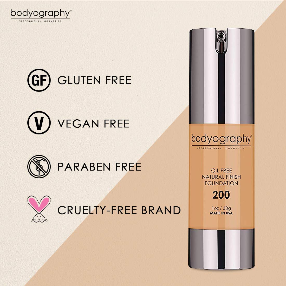Bodyography Natural Finish Foundation No.200, 1.0 Ounce