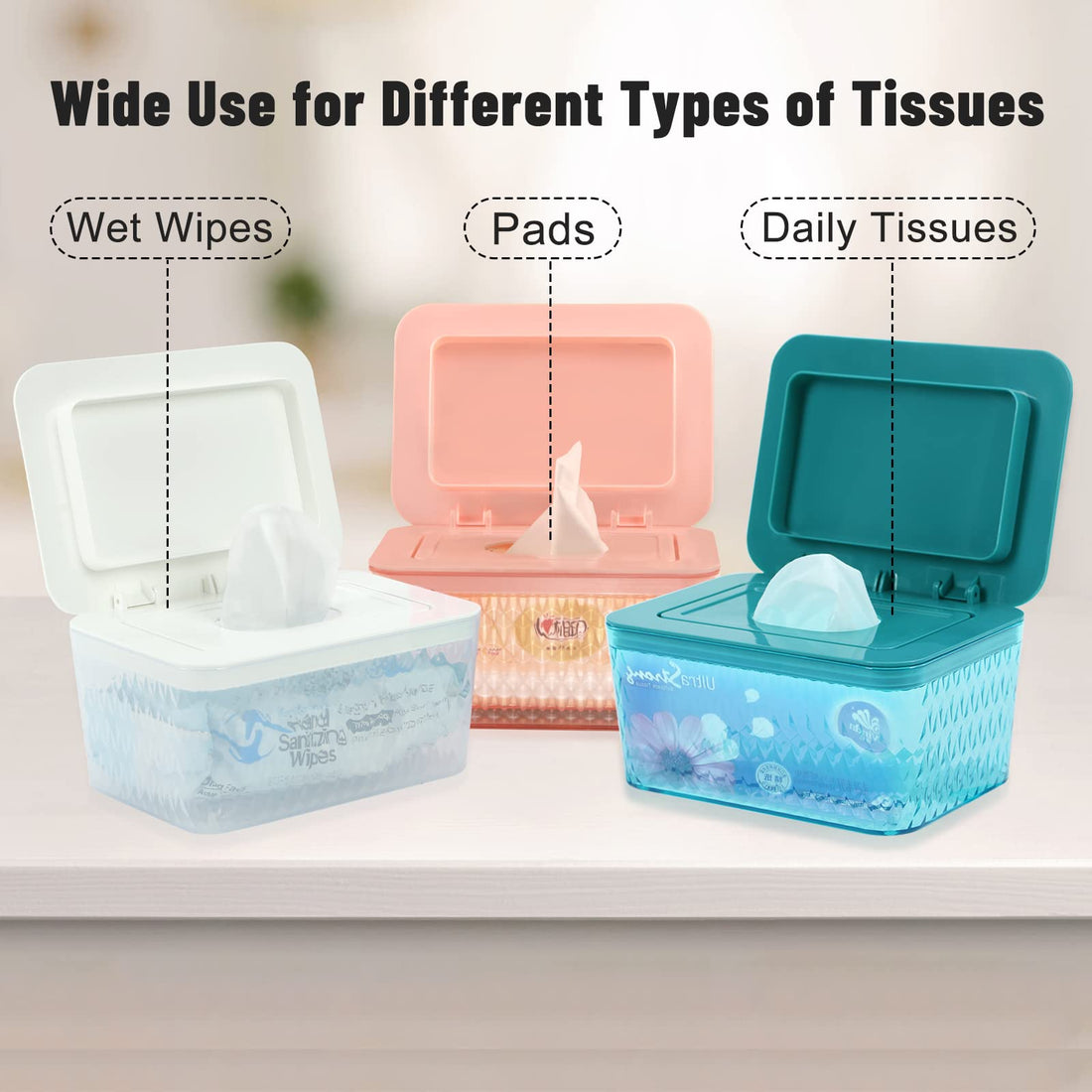 Hswt Wipes Dispenser Seal-Designed Wipe Dispenser Holder Wipes Case Box for Bathroom Keep Wipes Fresh, Dust-Proof & Non-Slip