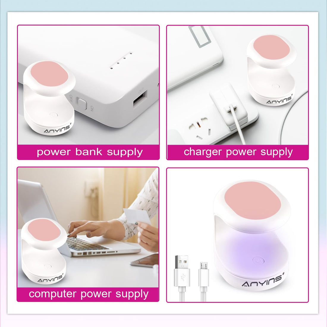 ANYINS Mini UV Light for Gel Nails, UV Light for Nails Nail Lamp Portable UV Nail Lamp 16W UV Lamp Professional UV Lamp for Gel Nails Innovative Nail Dryer for Nail Art