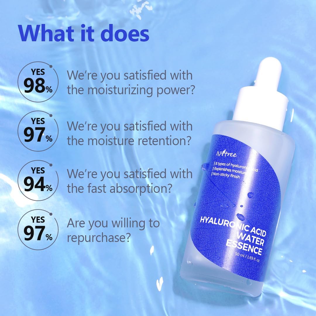 ISNTREE Hyaluronic Acid Water Essence 50ml 1.69 fl.oz | Water Serum | Replenishes moisture | Non-sticky nish