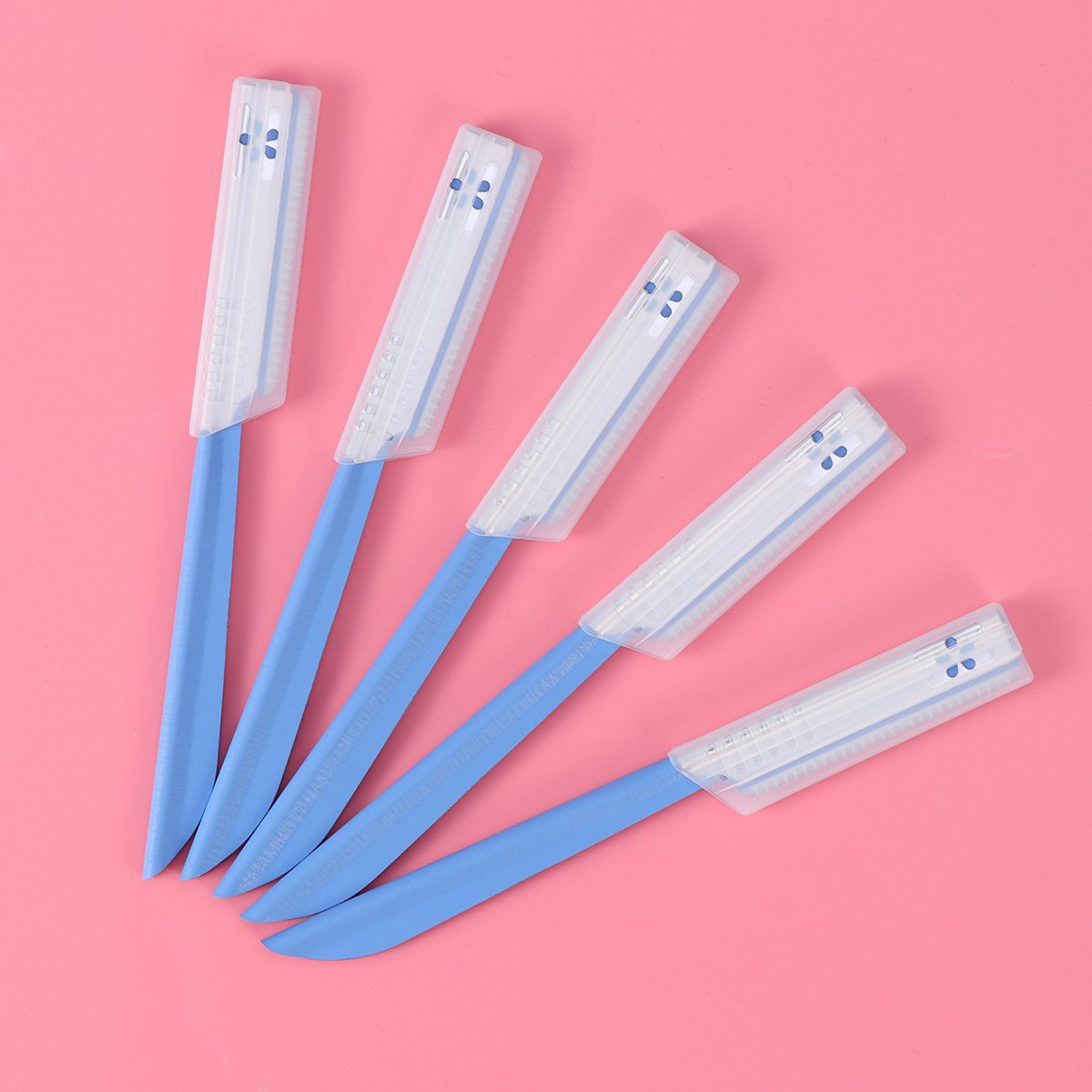Tinksky 5Pcs Eyebrow Shaper Razor Trimmer Shaver Hair Remover Set (Blue)