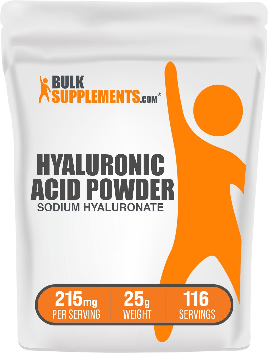 BulkSupplements.com Hyaluronic Acid Powder - Hyaluronic Acid Supplements, Hyaluronic Acid 215mg - Hyaluronic Acid Food Grade, Gluten Free - 215mg per Serving, 25g (0.88 oz) (Pack of 1)