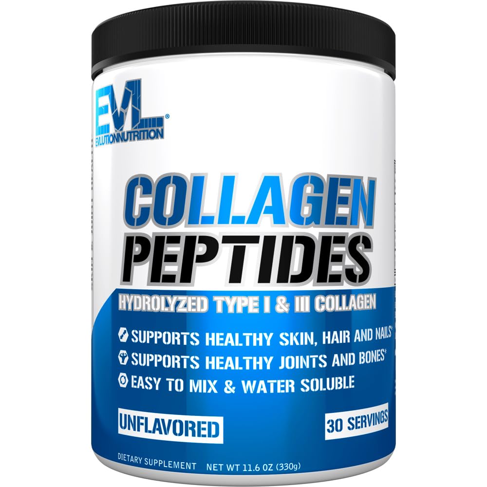 Evlution Nutrition Collagen Peptides Powder, Premium Hydrolyzed Collagen to Support Healthy Skin, Hair, Bones, Joints, Nails & More (30 Servings)
