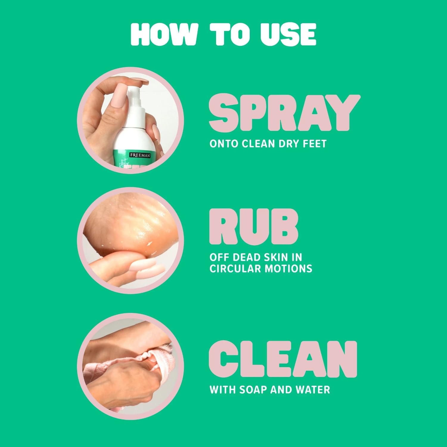 FREEMAN Beauty Flirty Feet Instant Peeling Foot Spray, Coconut and Aloe, Blue, 4 Fl Oz