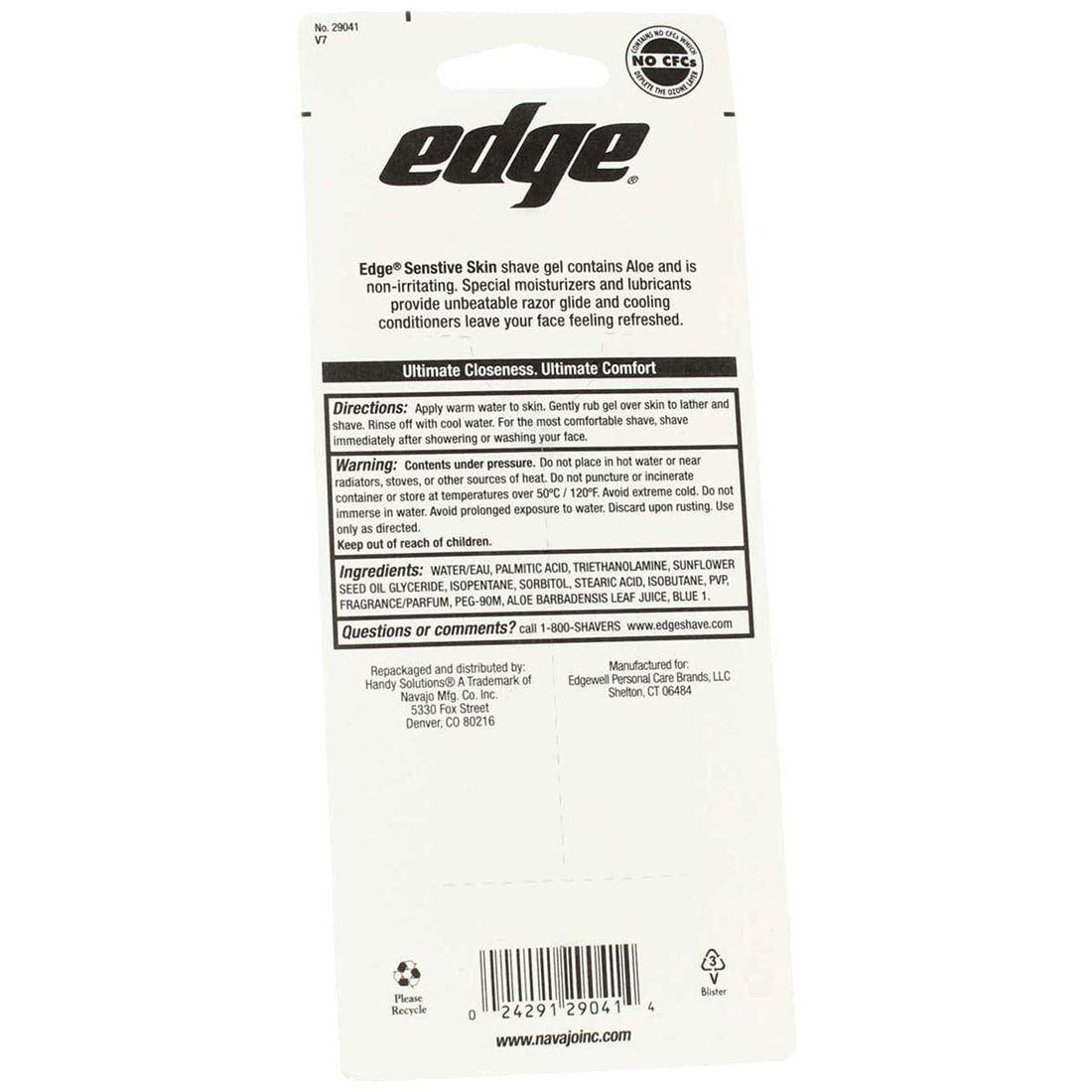 Edge Shave Gel, Sensitive Skin with Aloe 2.75 oz (Pack of 2)