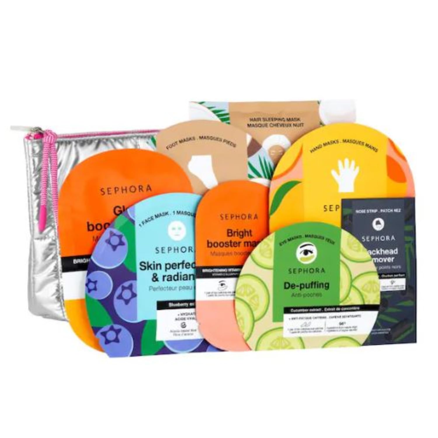 SEPHORA Favorites Moving Lights Collection Limited Edition Set of 8 Face & Body Masks in a Pouch