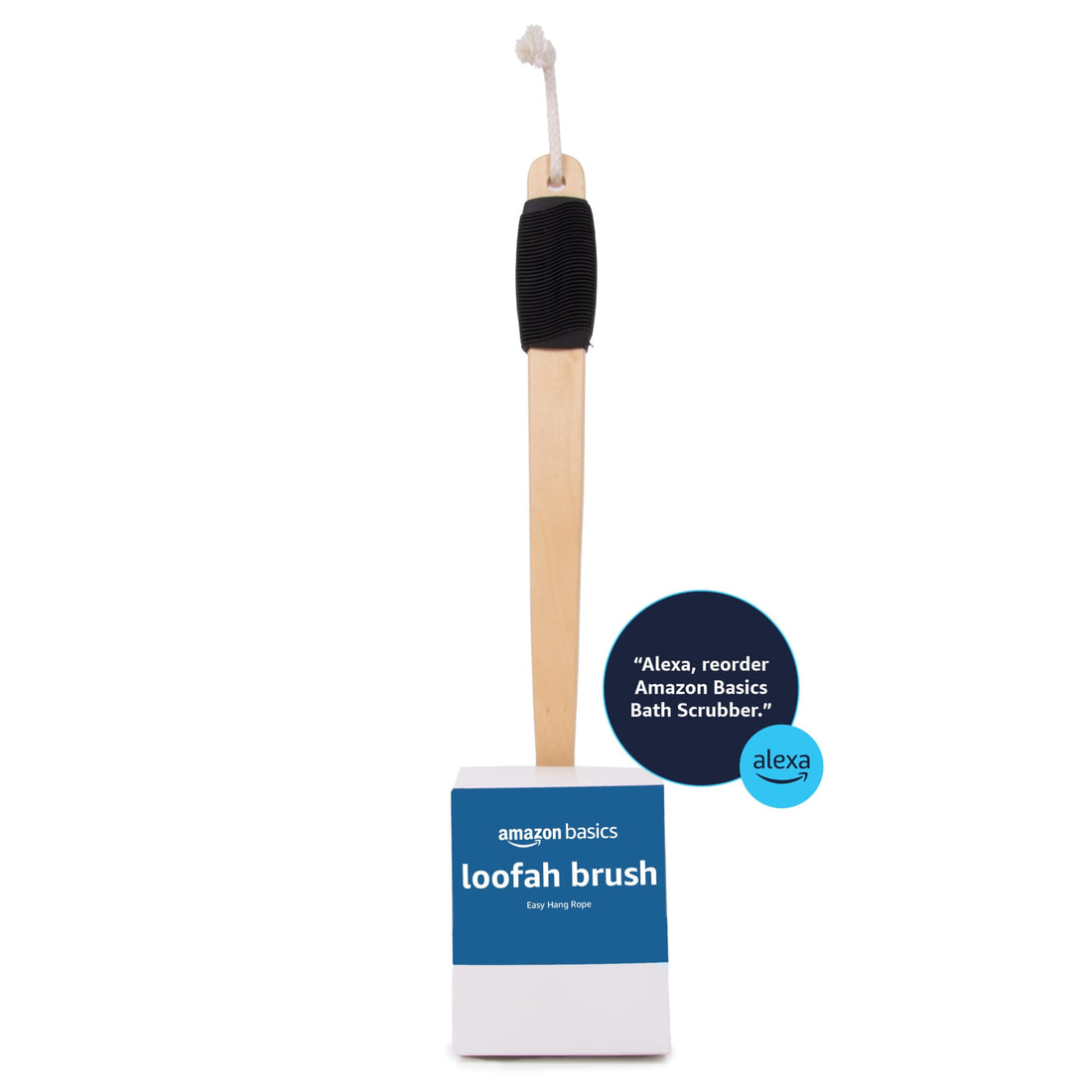 Amazon Basics Loofah Brush, Shower Brush with Handle