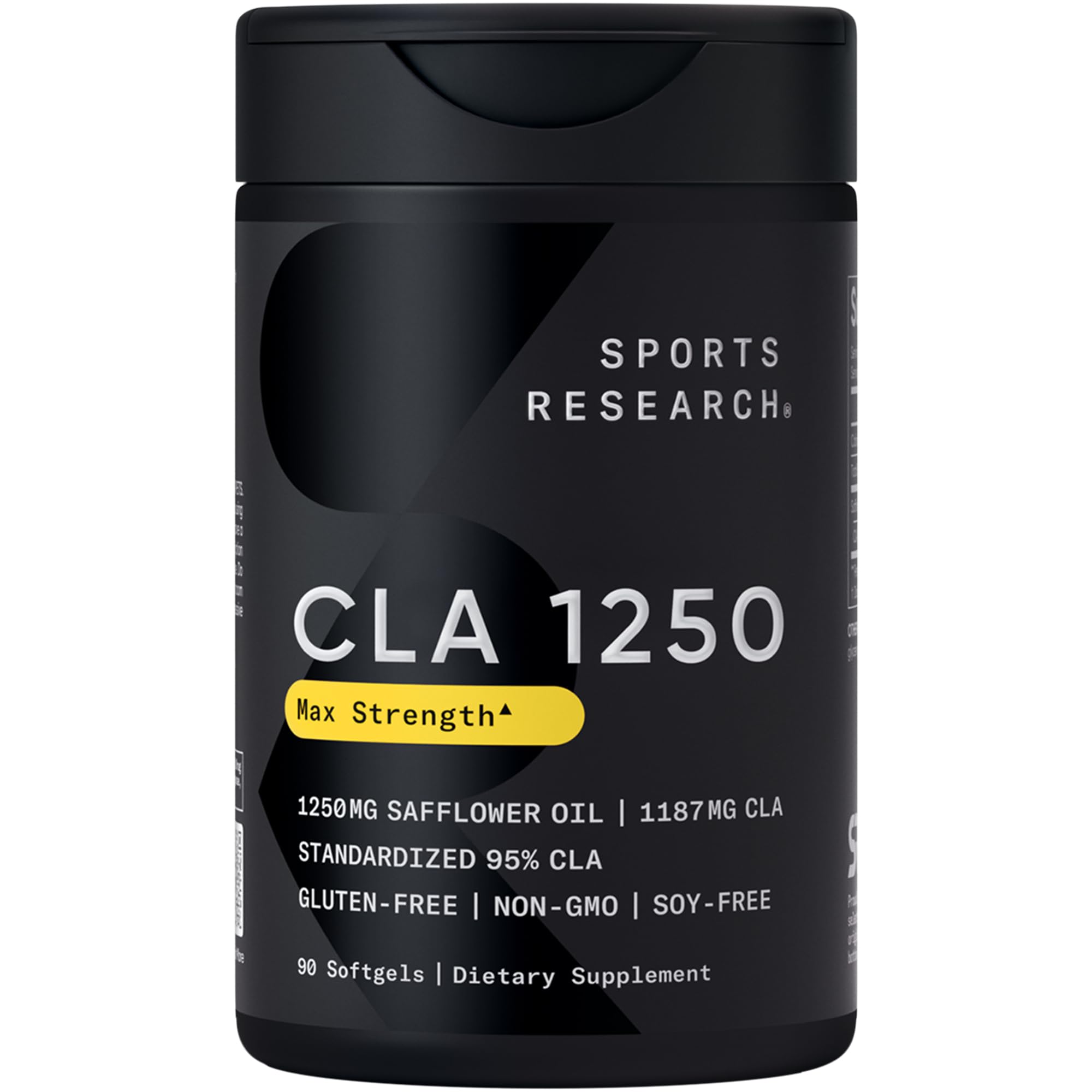 Sports Research CLA - 1250mg with Active Conjugated Linoleic Acid for Men and Women | Non-GMO, Soy & Gluten Free - 95% (90 Softgels)