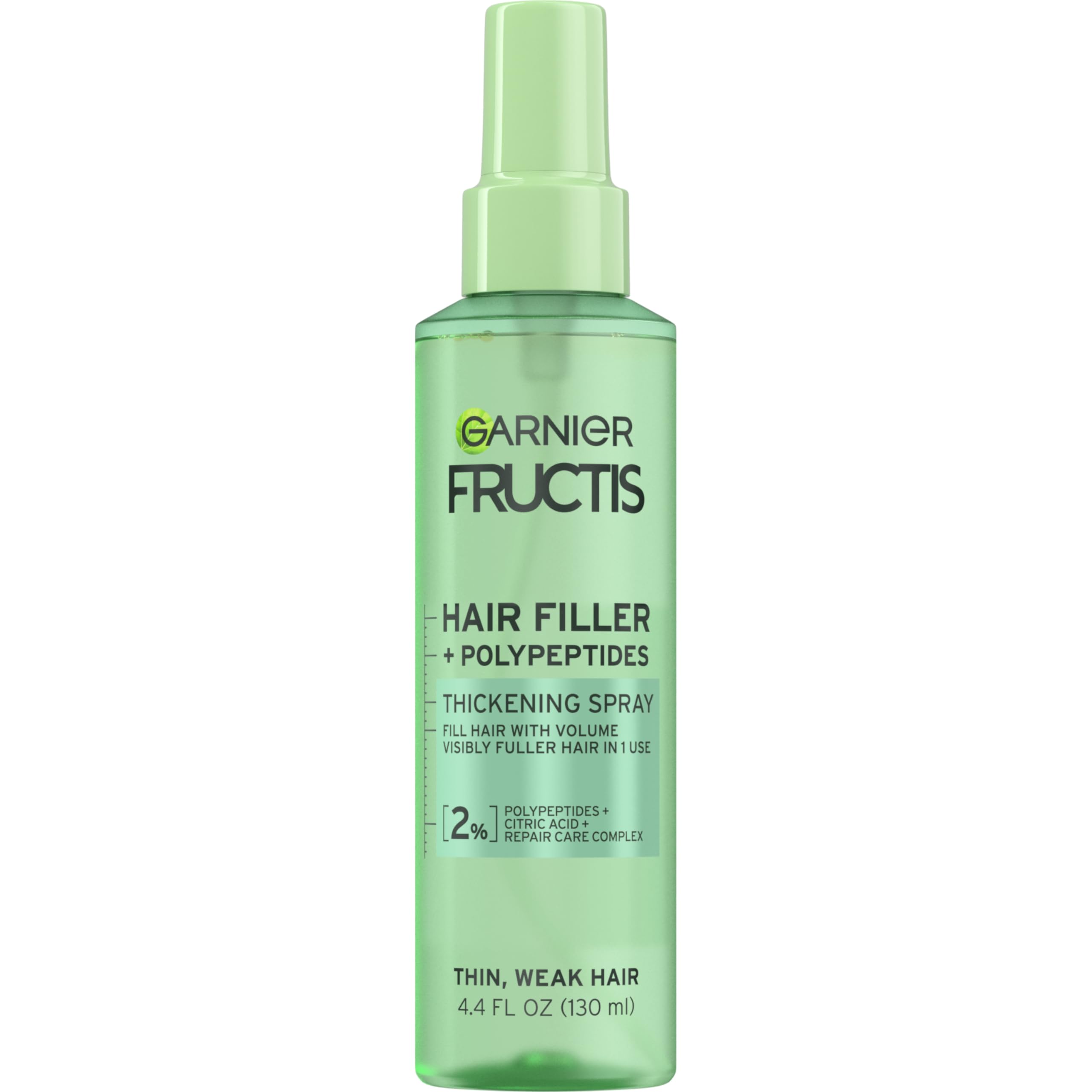 Garnier Fructis Hair Filler Fullness Repair Thickening Spray, Volumizing Spray with Polypeptides and Hair Repair Complex for Thin, Weak Split Ends, 4.4 Fl Oz