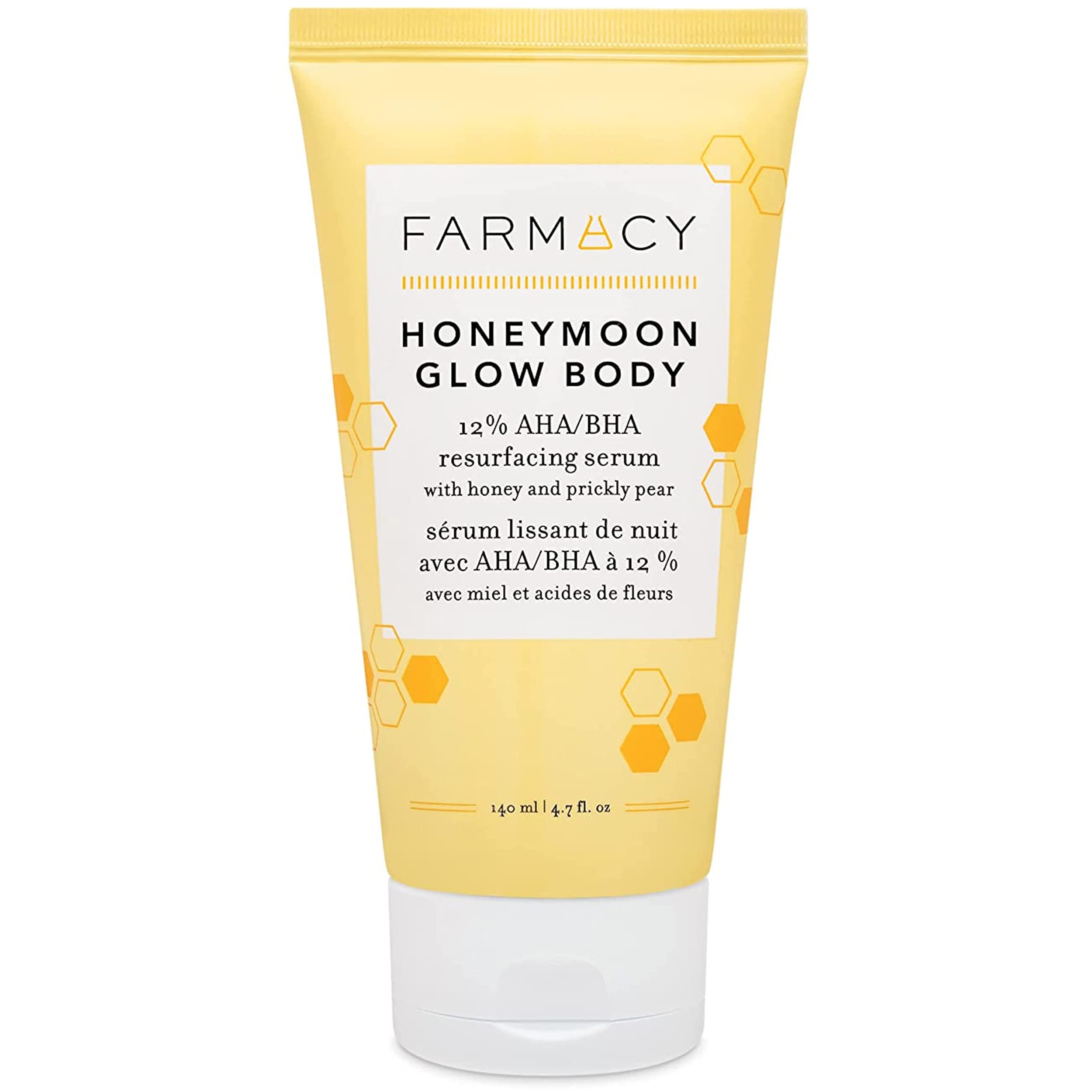 Farmacy Honeymoon Glow Body - AHA and BHA Body Serum with Hyaluronic Acid - Resurfacing Lactic Acid Body Lotion for Dry Skin