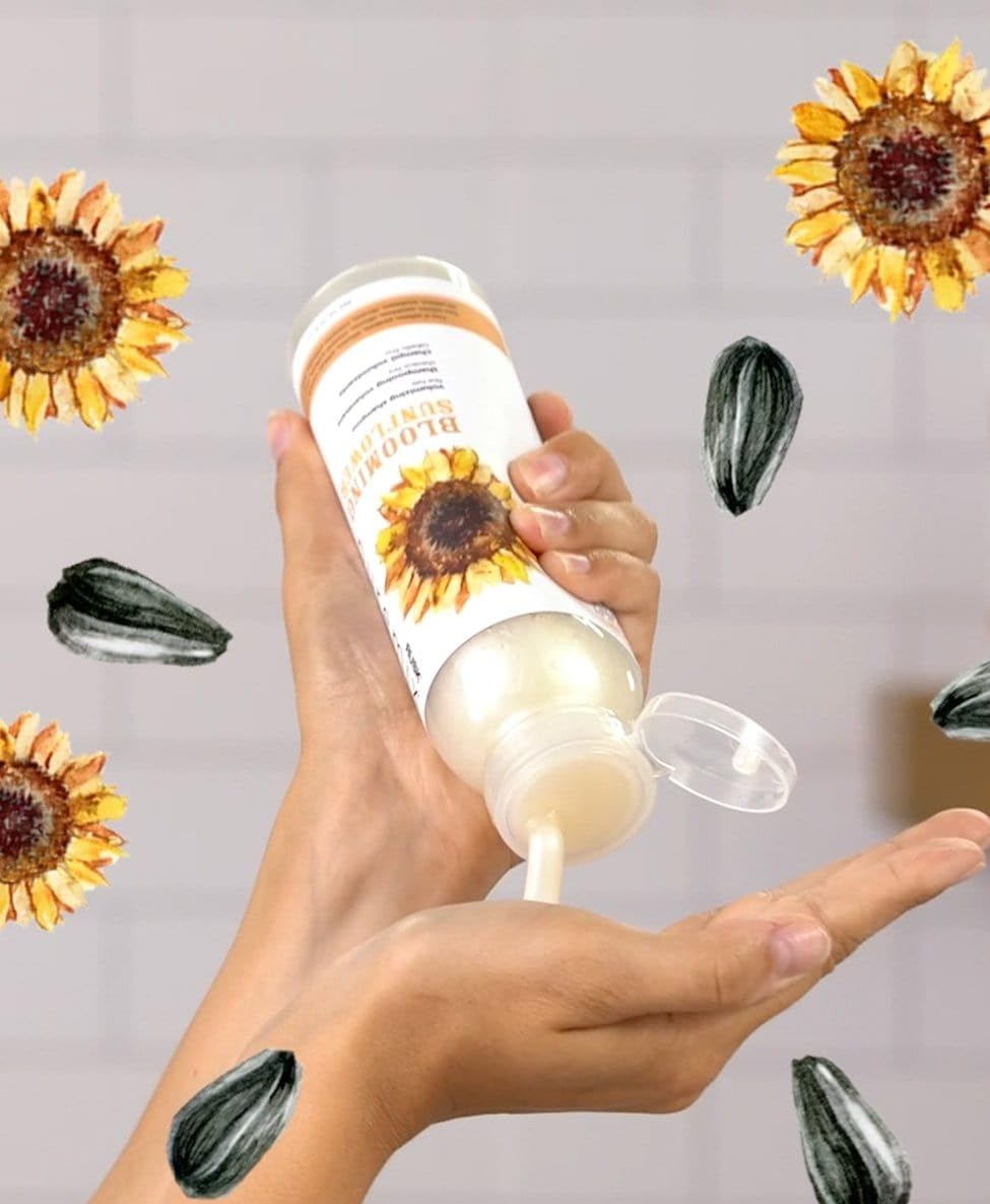 RUSK Puremix Blooming Sunflower Volumizing Shampoo, Naturally Thickens and Lifts Strands, 12 fl. oz