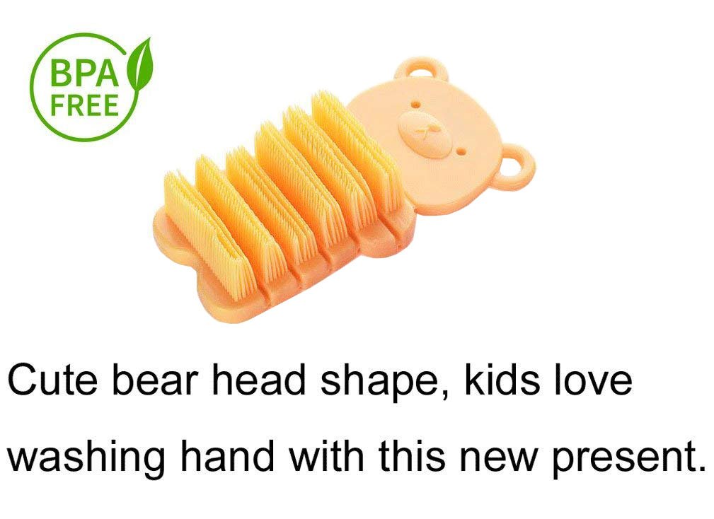 JINCH Nail Scrubber Brush Kids, Finger Nails Scrub Scrubbing Cleaning Washing Brushes with Soft Bristle for Baby and Children, Animal Style and 2 Colors Choice (Yellow)