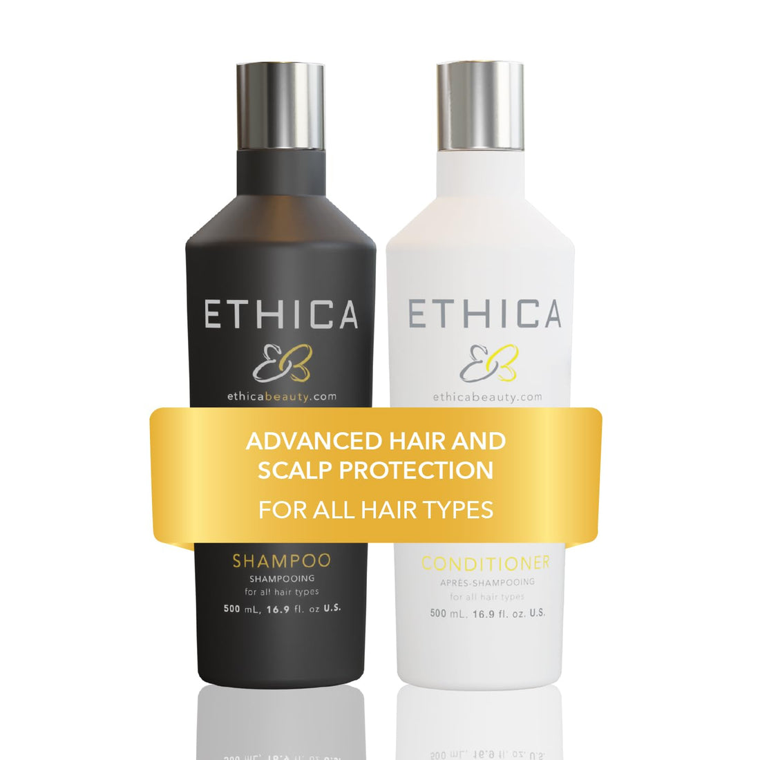 Ethica Beauty Shampoo and Conditioner Set. Clarifying & Deep Conditioning. Promotes Strong, Healthy Hair, Scalp, and Hair Growth, 16.9 Oz