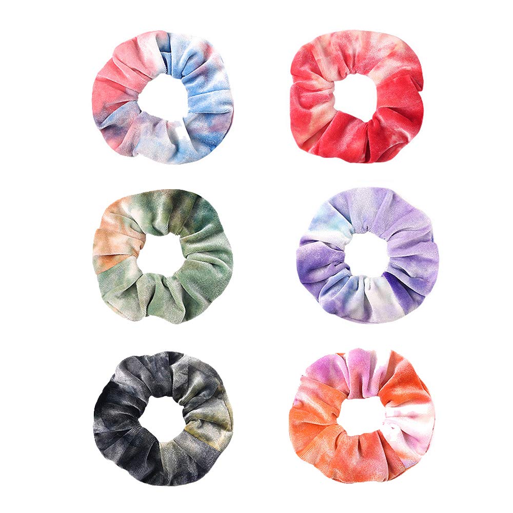 Premium Velvet Macaron Theme Hair Scrunchies Tie Bobbles Rainbow Hair Bands Scrunchy Hair Tie Ropes Lce Cream Color for Women Hair Elastic Bandss (6 PCS Multi-colored)