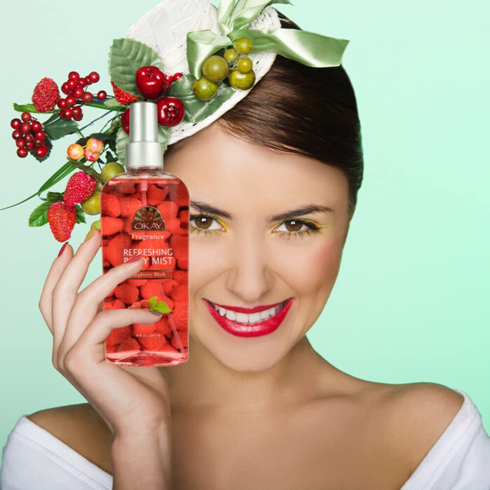 Okay Refreshing Body Mist, 8 oz, Raspberry Blush