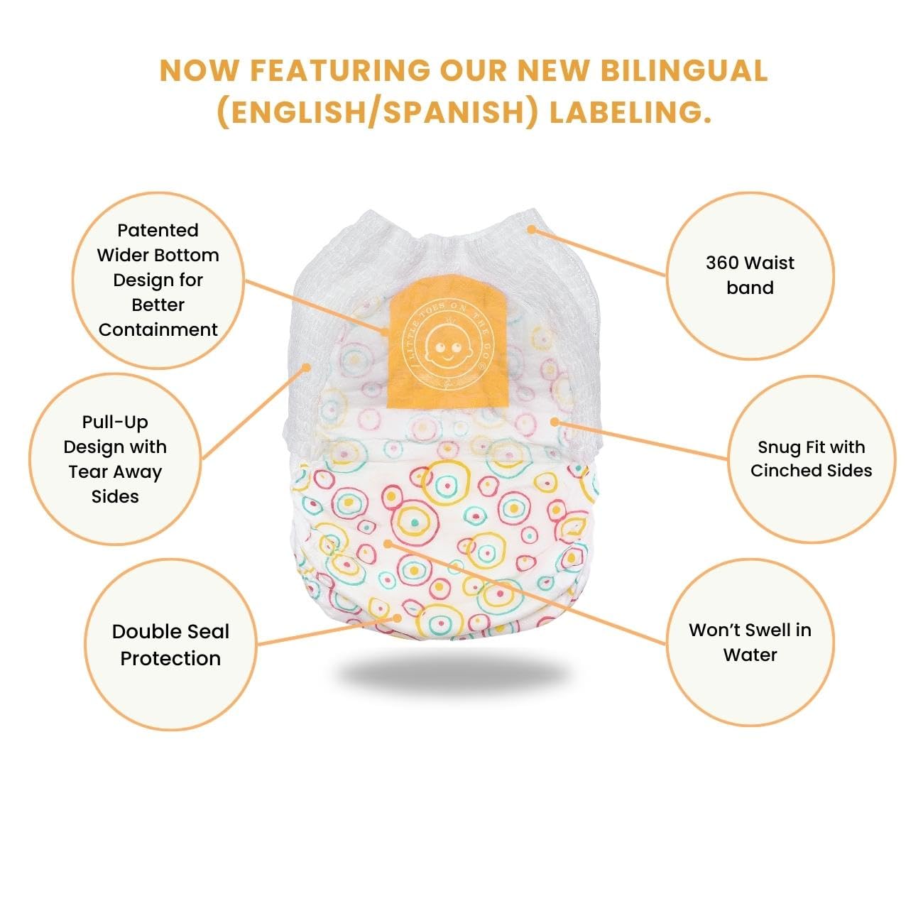 Little Toes Natural Disposable Swimmy Baby Diapers, Size 3-4 Medium (Pack of 24)